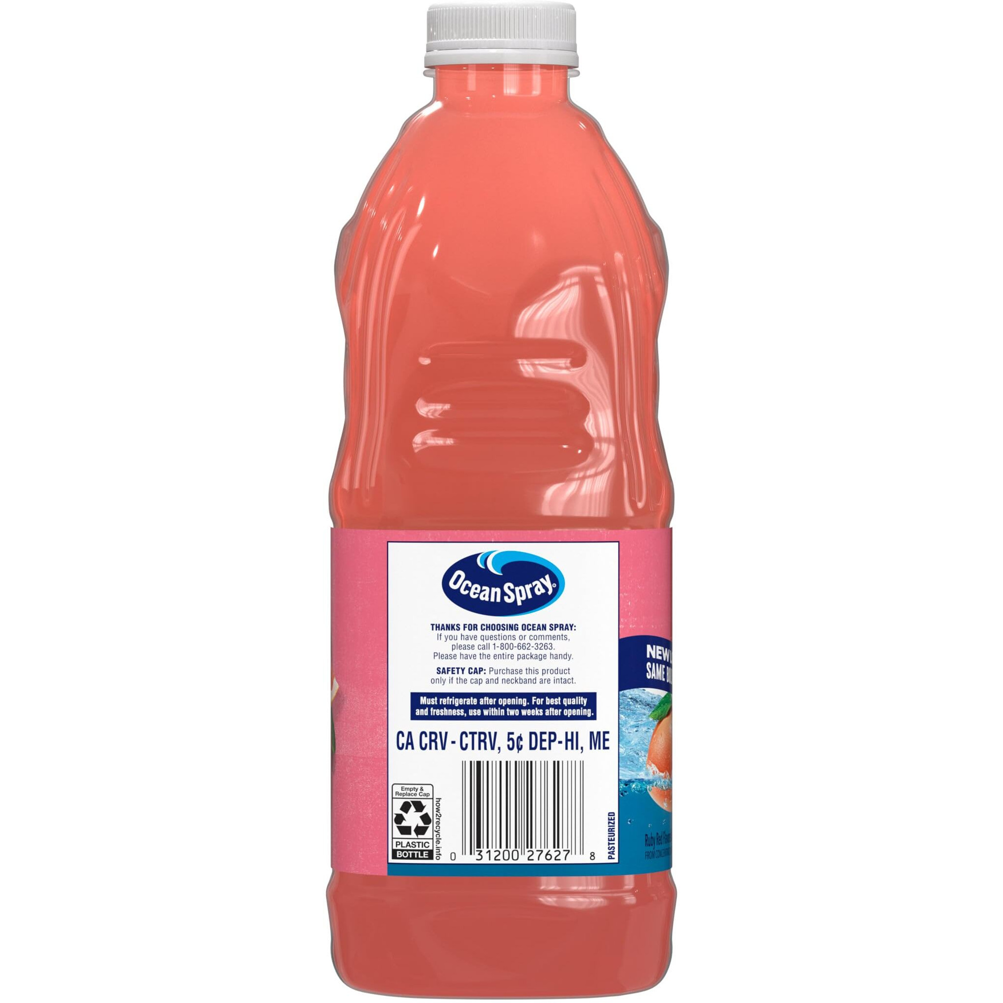 Ocean Spray 100% Juice, Ruby Red Grapefruit Blend, 60 Ounce Bottle (Pack Of 8)