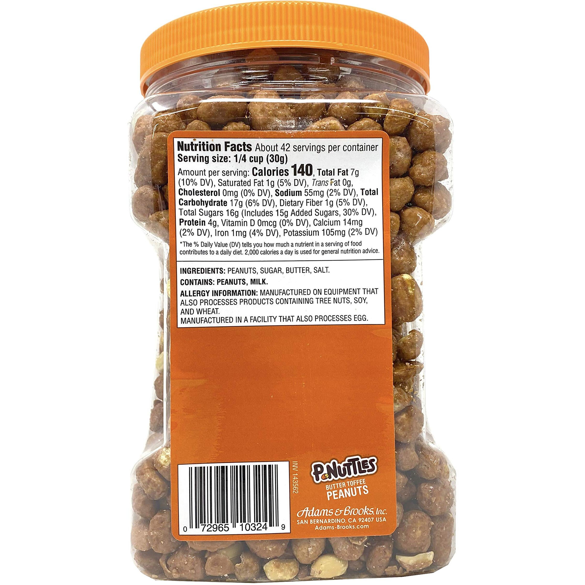 P-Nuttles Butter Toffee Covered Peanuts,Sweet Salty Snack, Toffee Peanuts,Toffee Nuts, 44 Ounce Jar Made In The Usa, Kosher, Peanuts Sweet, Party Snack, Crunchy Nut Snack, Sweet Snack