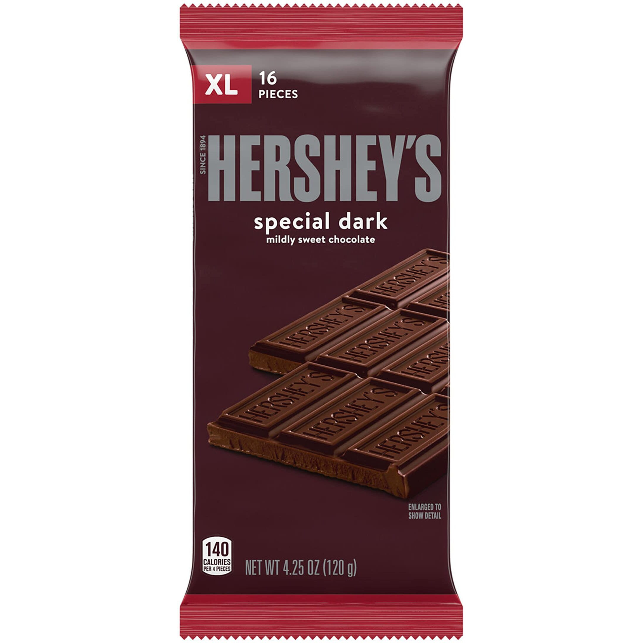 Hershey's Special Dark Mildly Sweet Chocolate Xl, Halloween Candy Bars, 4.25 Oz (12 Count, 16 Pieces)