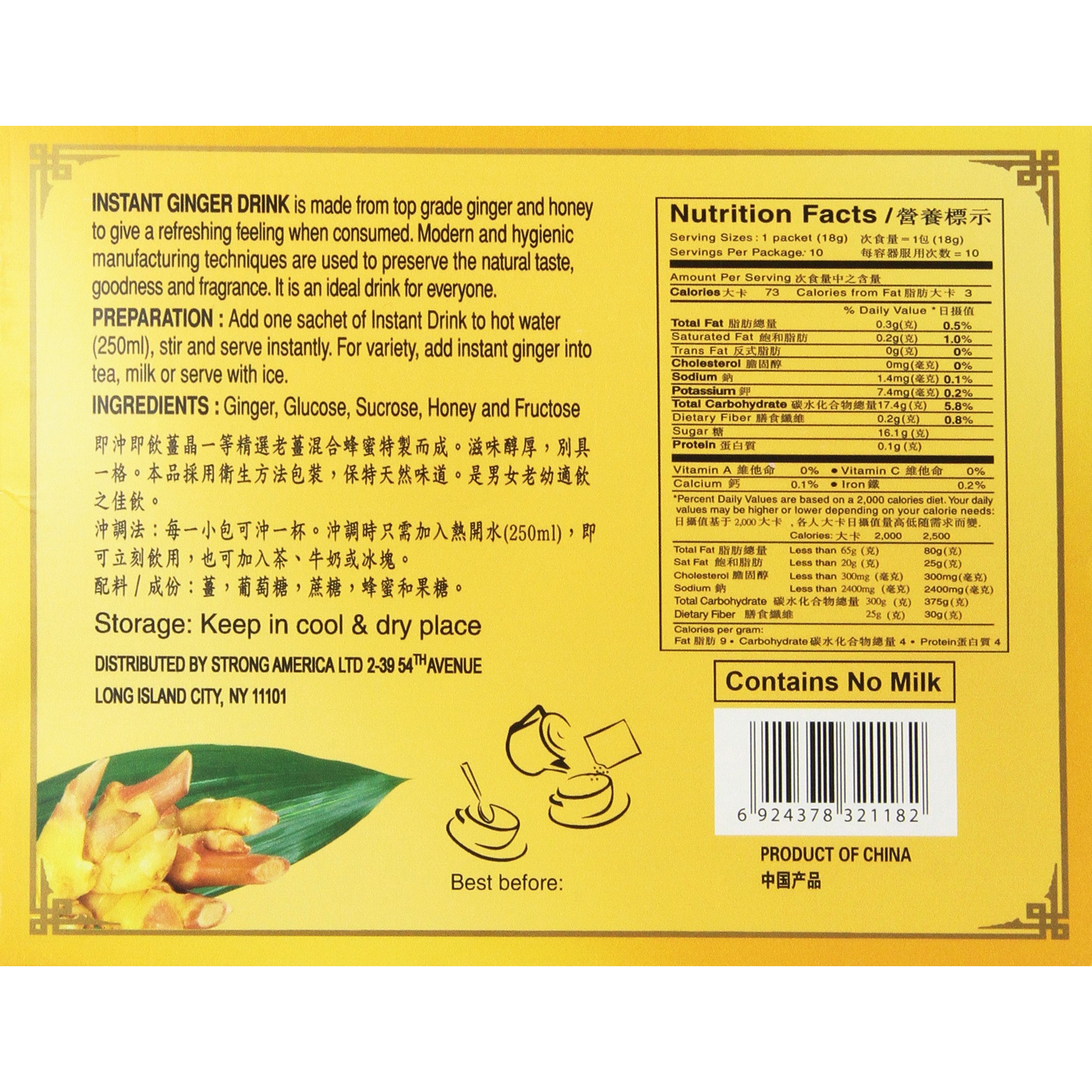 Dali All Natural Instant Honeyed Ginger Drink 20-Count Bags
