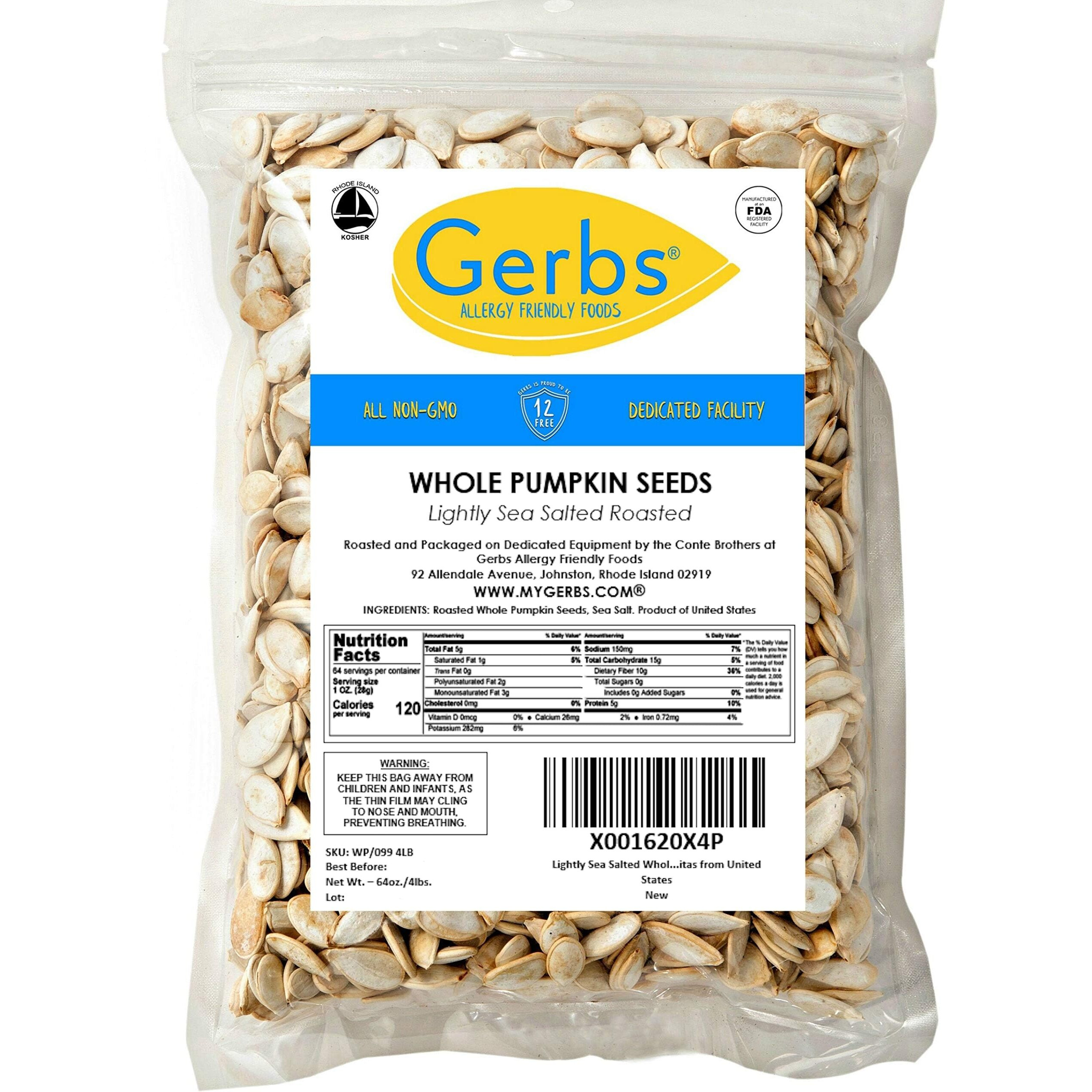 Lightly Sea Salted Pumpkin Seeds In Shell By Gerbs - 4 Lbs - Top 11 Food Allergen Free & Non Gmo - Vegan & Kosher - Premium Whole Roasted Pepitas - Cog Usa
