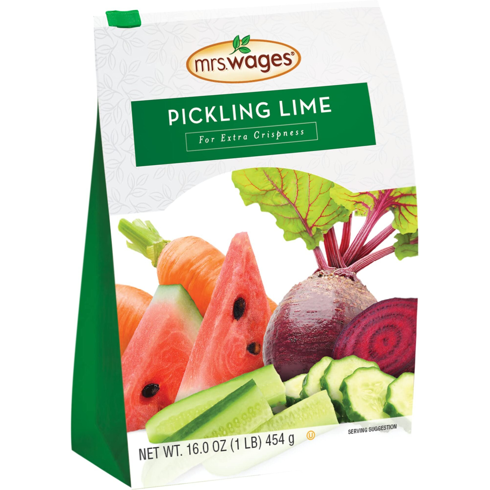 Mrs. Wages Pickling Lime, Easy-To-Make, Crispy Flavorful Pickles, Tasty Creations, Pickling Lime, Long-Lasting Resealable Bag, 1 Lb (Value Pack Of 6)
