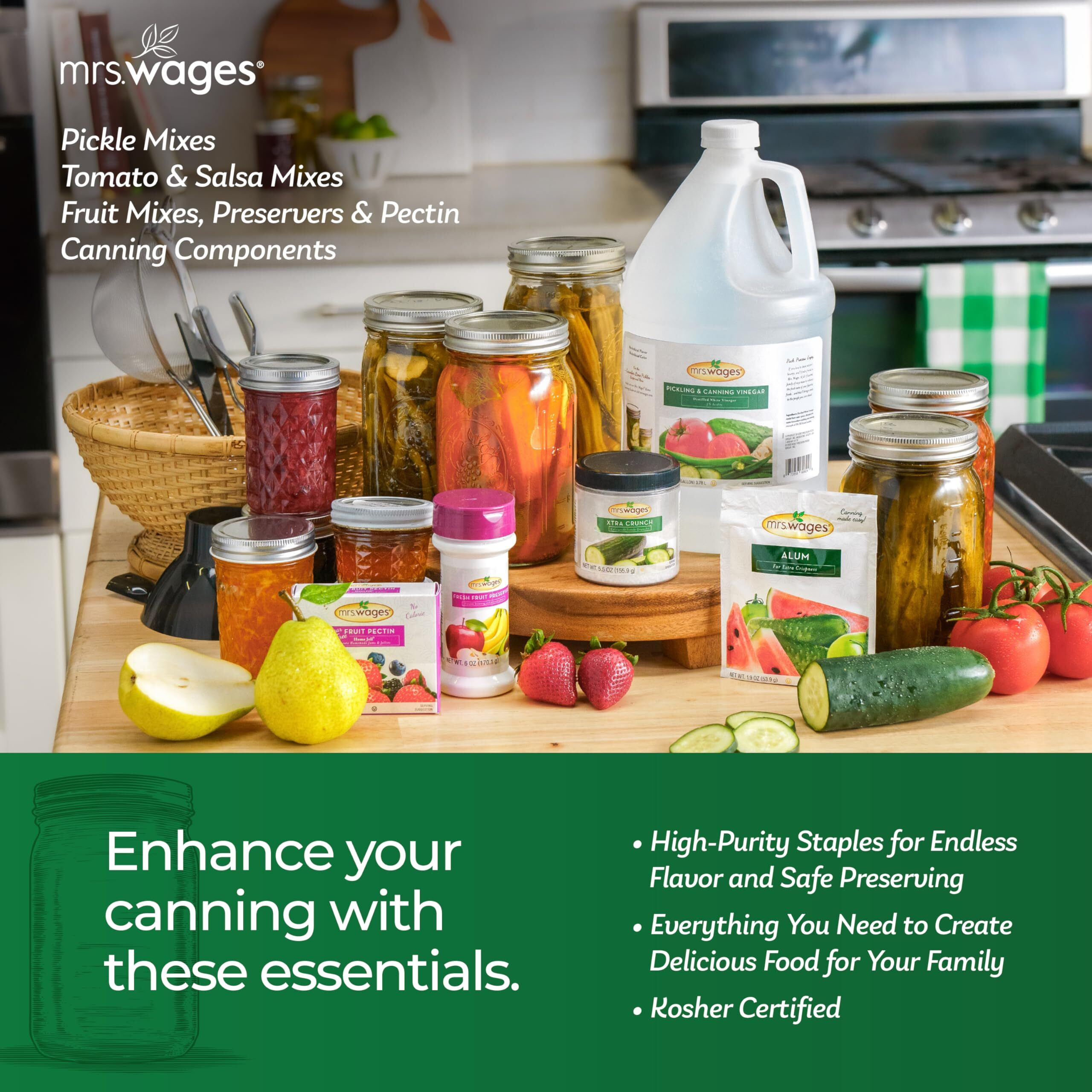 Mrs. Wages Pickling Lime, Easy-To-Make, Crispy Flavorful Pickles, Tasty Creations, Pickling Lime, Long-Lasting Resealable Bag, 1 Lb (Value Pack Of 6)