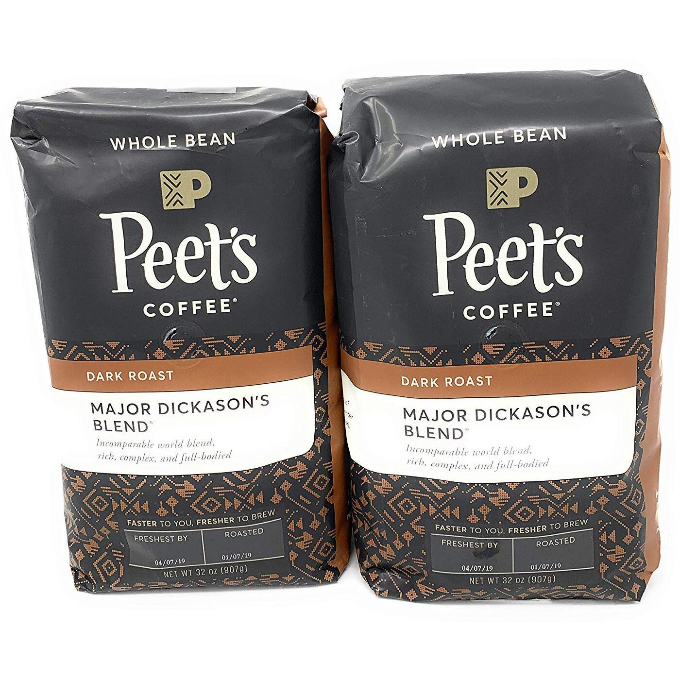 Peets Coffee, Major Dickason's Blend, Whole Bean 32Oz (Pack Of2)