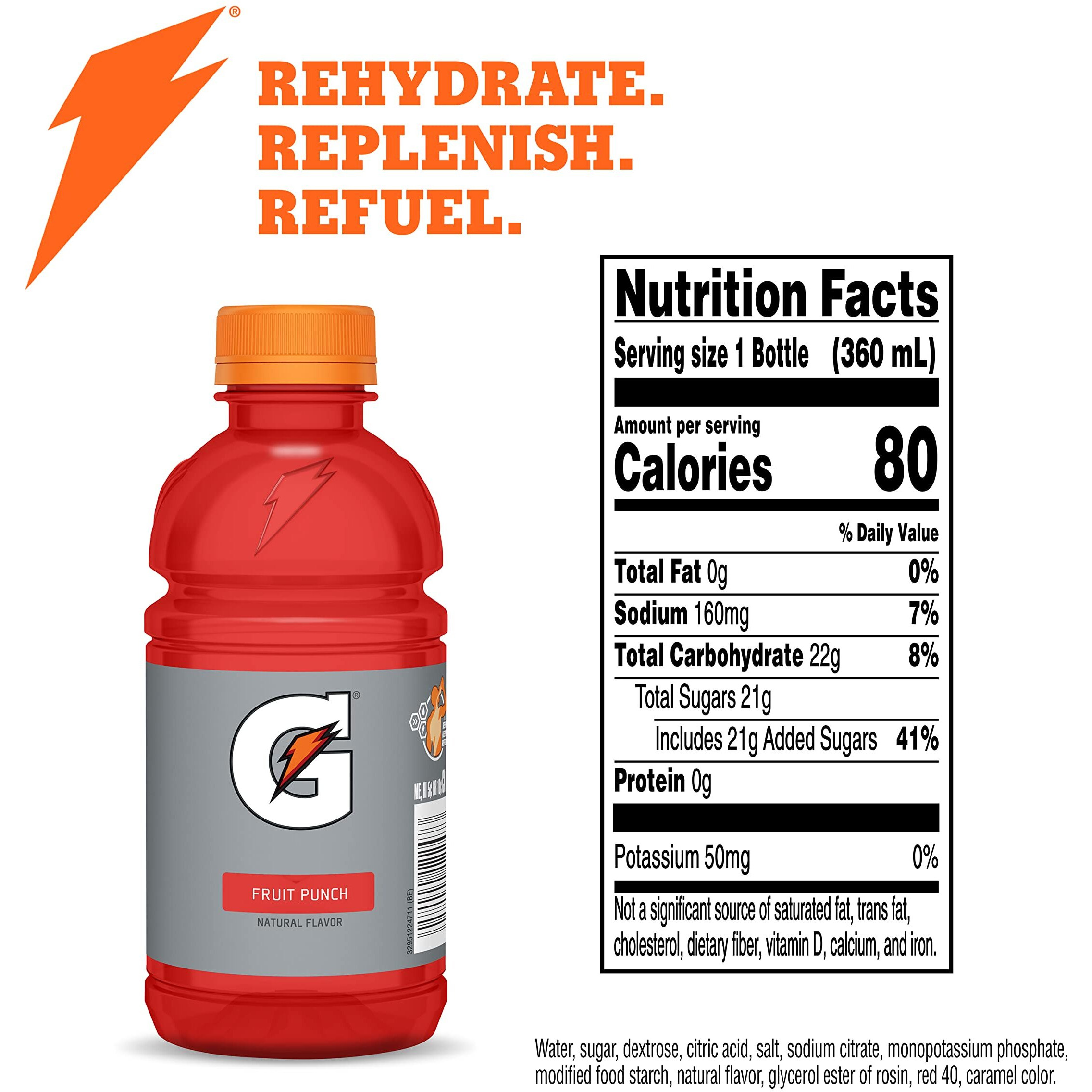 Gatorade Thirst Quencher Bottles Fruit Punch, 12 Fl Oz (Pack Of 24)