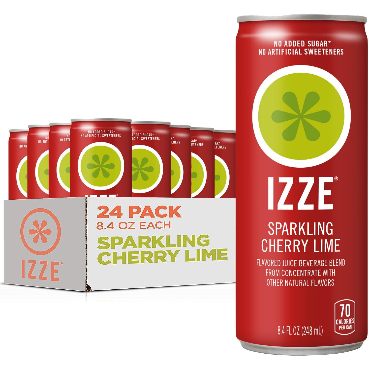 Izze Cherry Lime Straight Beverages, 8.4 Fl Oz, Pack Of 24