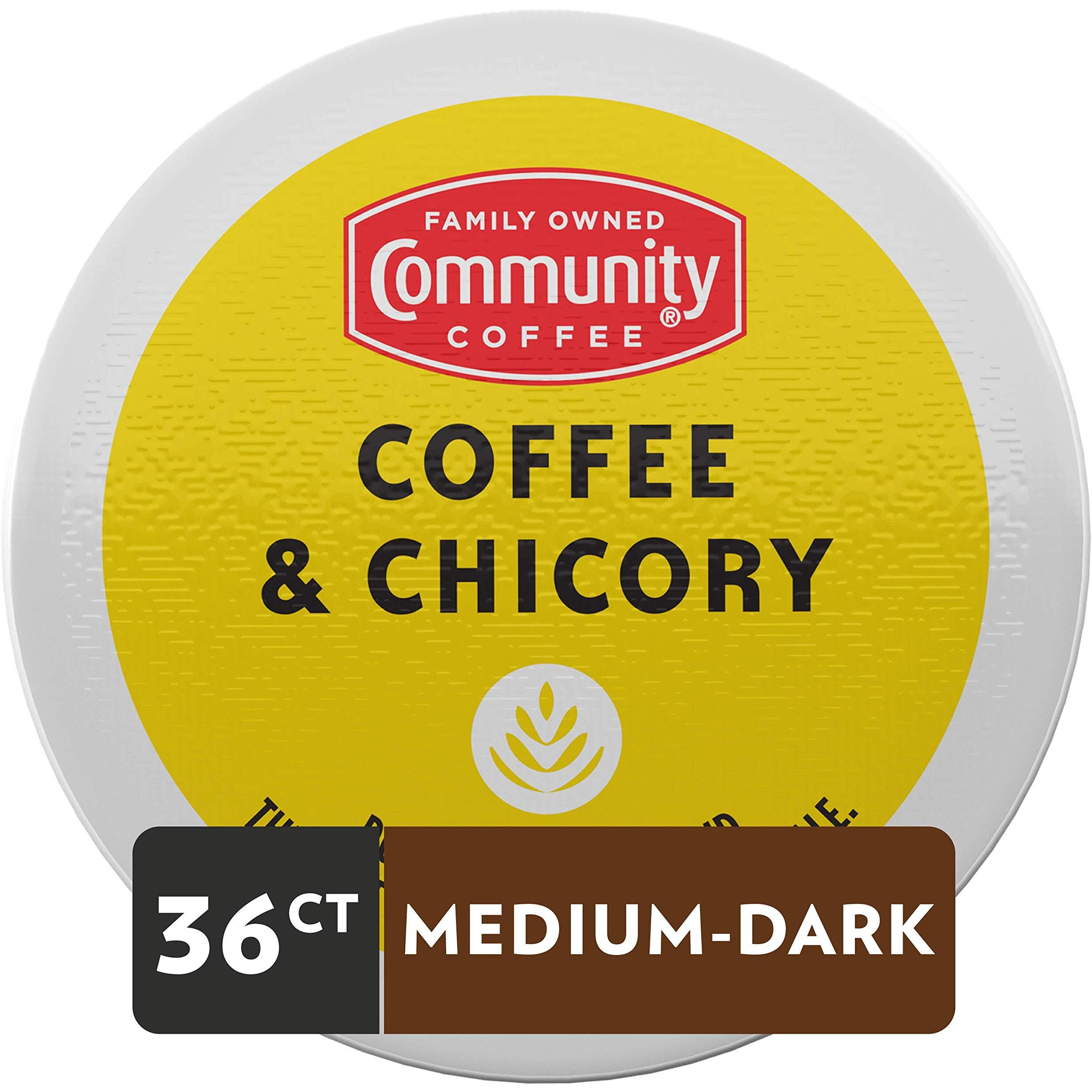 Community Coffee & Chicory 36 Count Coffee Pods, Medium Dark Roast, Compatible With Keurig 2.0 K-Cup Brewers