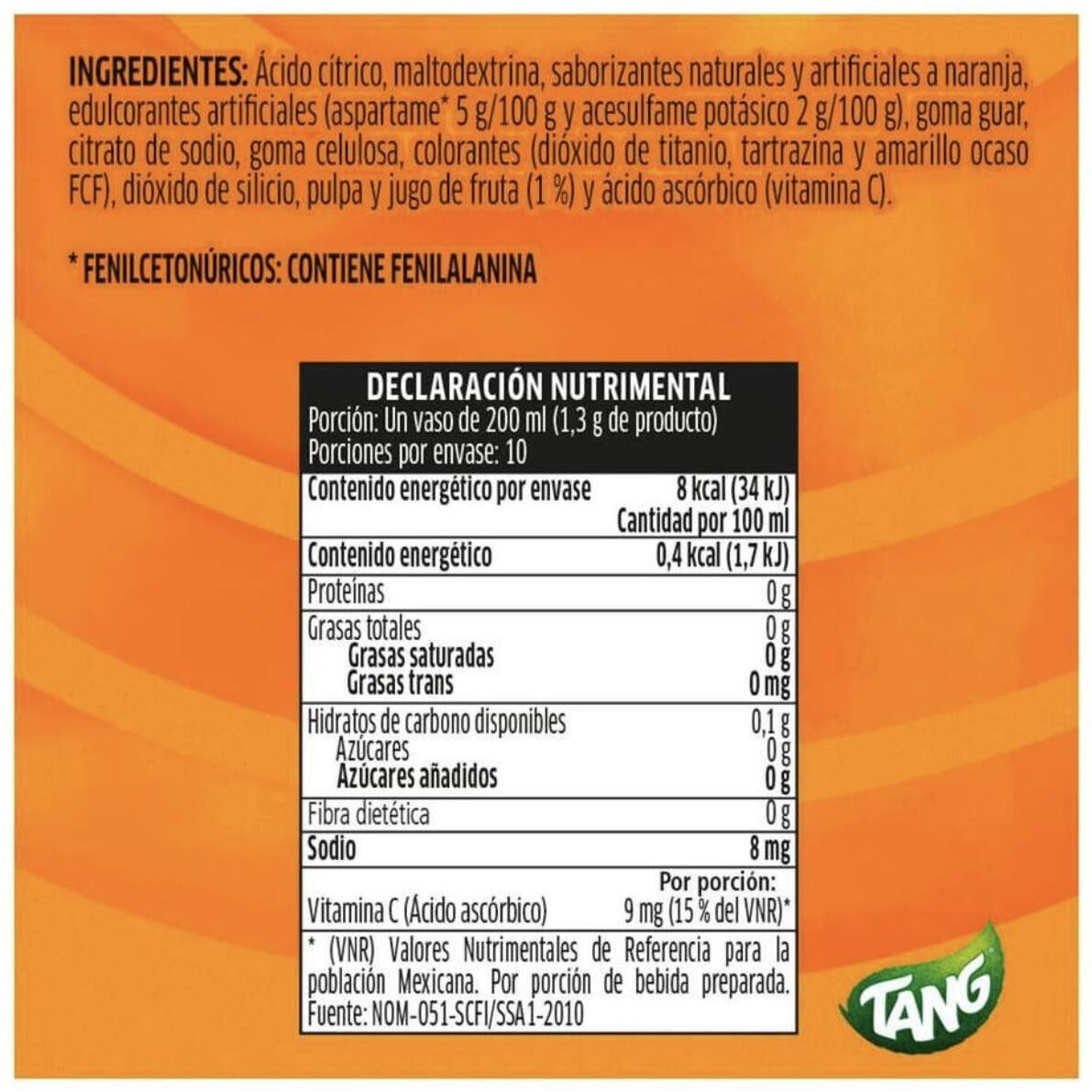 3 X Tang Orange Flavor No Sugar Needed Makes 2 Liters Of Drink 15G From Mexico