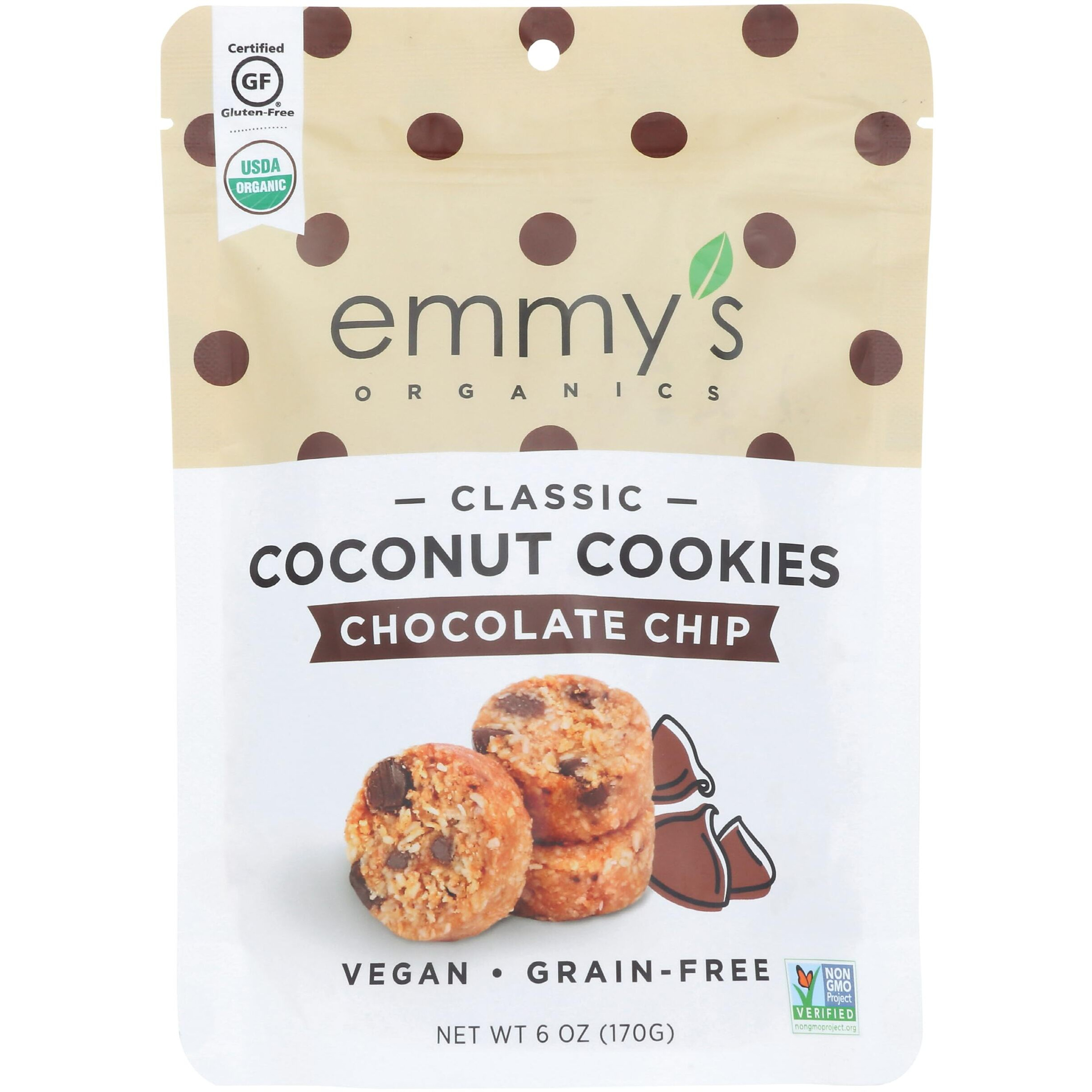Emmy's Organics Organic Chocolate Chip Coconut Cookies, 6 Oz
