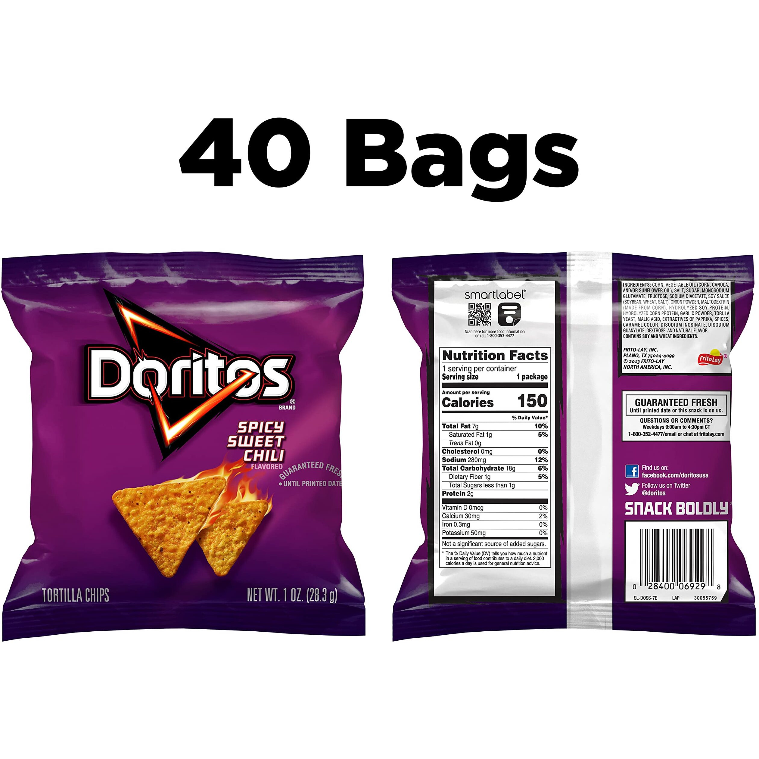 Doritos Flavored Tortilla Chips, Spicy Sweet Chili, 1 Ounce (Pack Of 40)