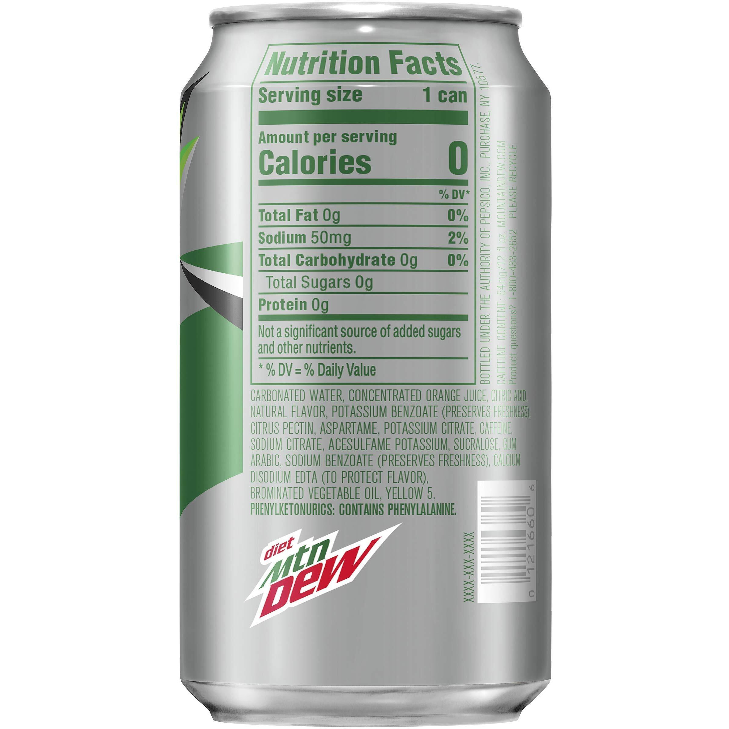 Diet Mountain Dew Soda, 12Oz Cans (24 Pack)