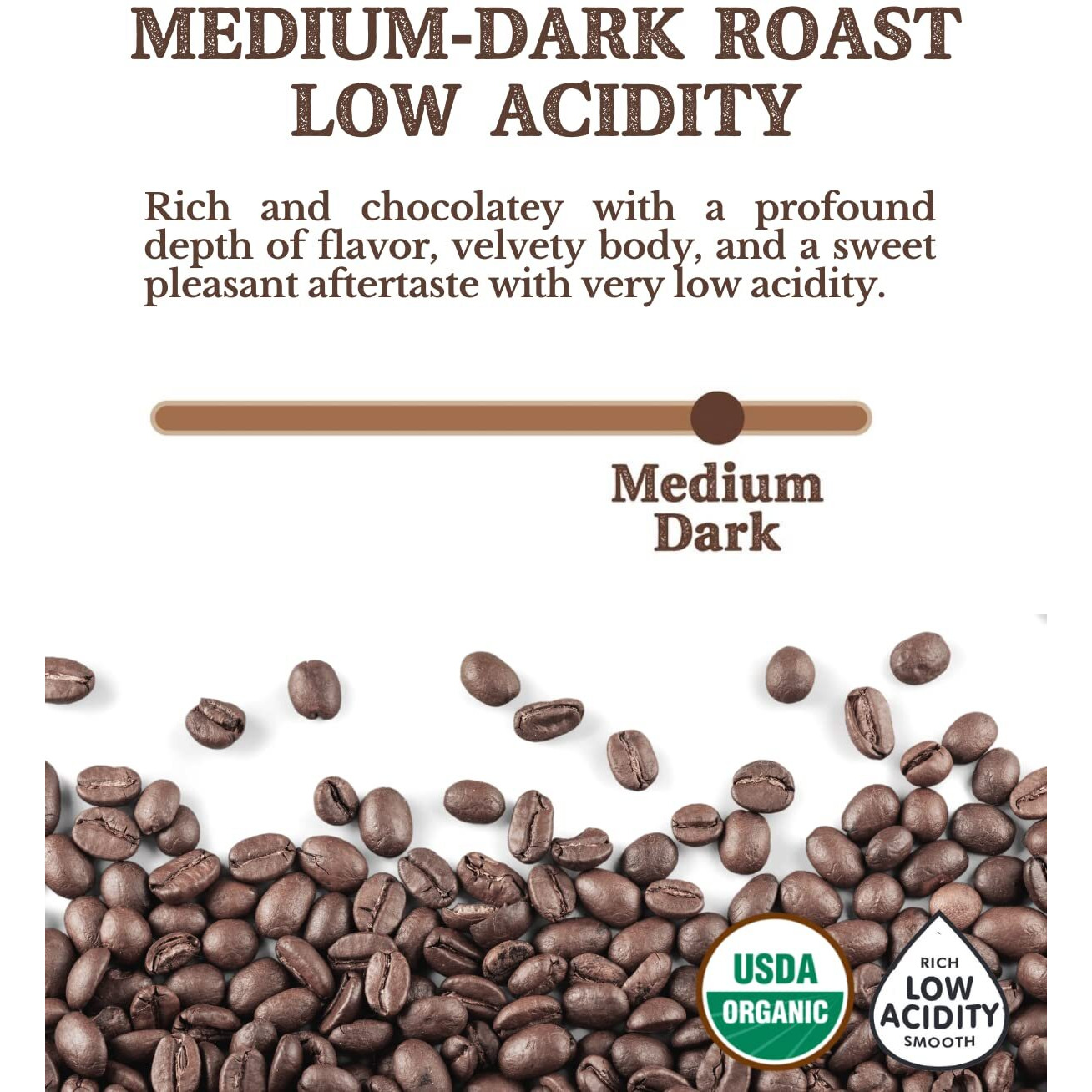 2Lb Subtle Earth Organic Coffee - Medium-Dark Roast - Whole Bean Coffee - 100% Arabica Beans - Low Acidity And Non-Gmo - 2Lb Bag