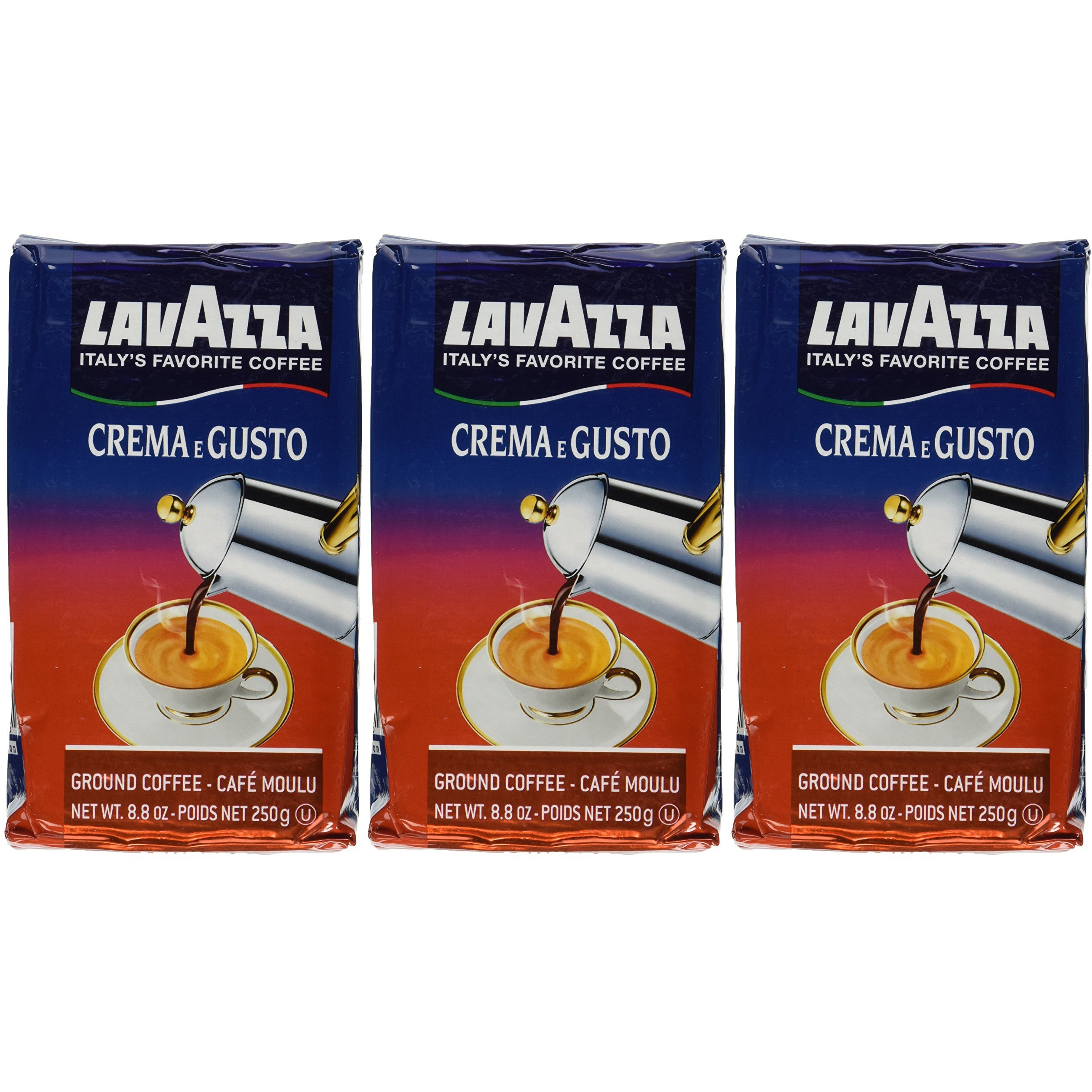 Lavazza Medium_Roast, Crema E Gusto Ground Coffee, Italian , 8.8-Ounce Bricks (Pack Of 3)