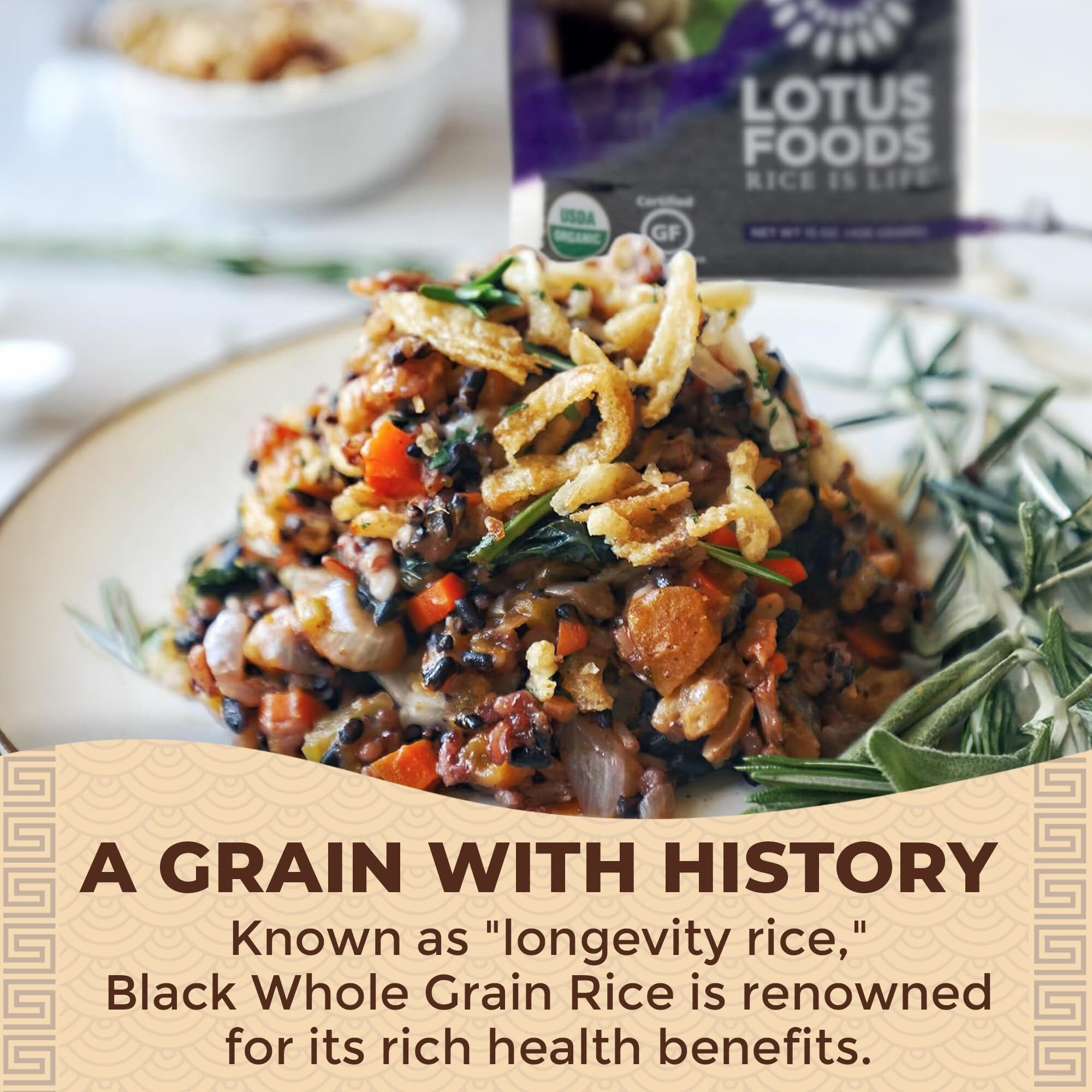 Lotus Foods Bulk Organic Forbidden Rice - Black Rice Organic, Purple Rice, Black Rice Bulk, Gluten Free Heirloom Rice, Whole Grain, Non Gmo, Vegan - 11 Lb Bag