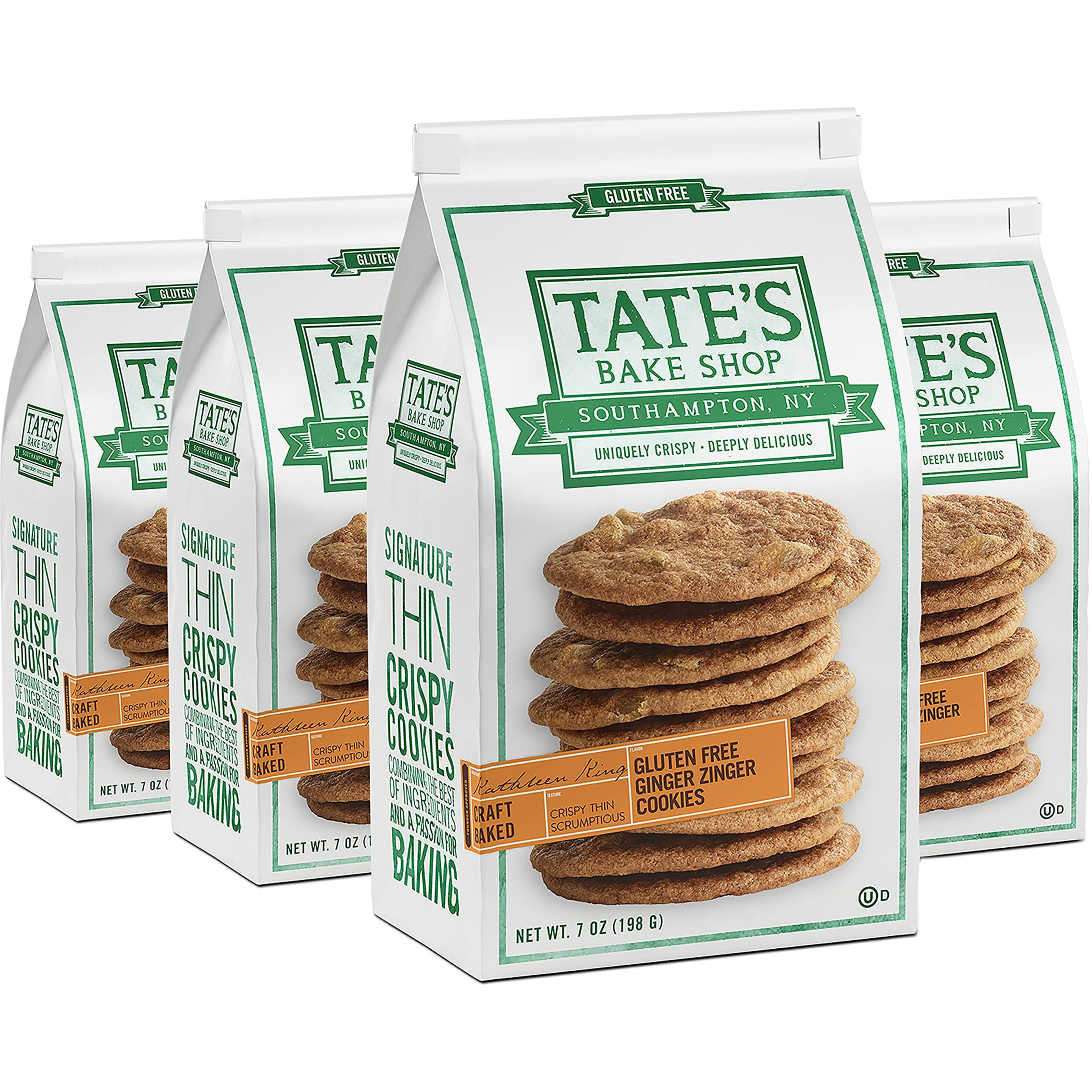 Tate's Bake Shop Gluten Free Ginger Zinger Cookies, 4 - 7 Oz Bags
