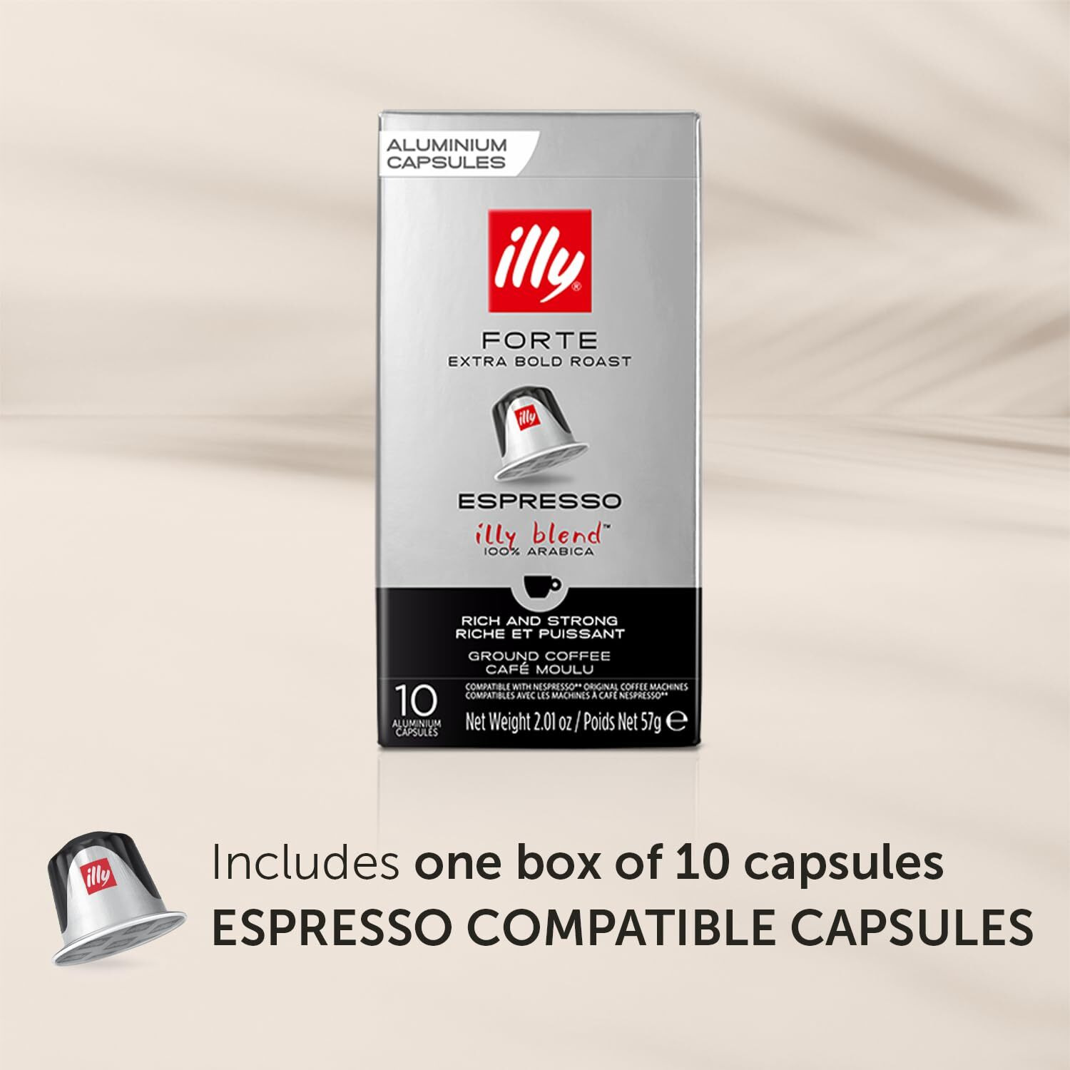 Illy Espresso Compatible Capsules - Single-Serve Coffee Capsules & Pods - Forte Extra Bold Roast - Notes Of Dark Chocolate Coffee Pods - For Nespresso Coffee Machines - 10 Count