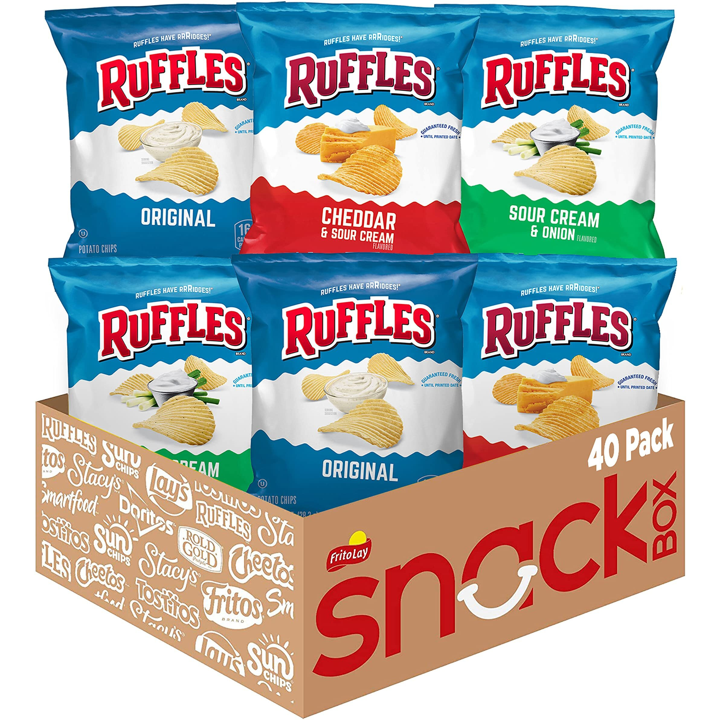 Ruffles Potato Chips Variety Pack, 40 Count