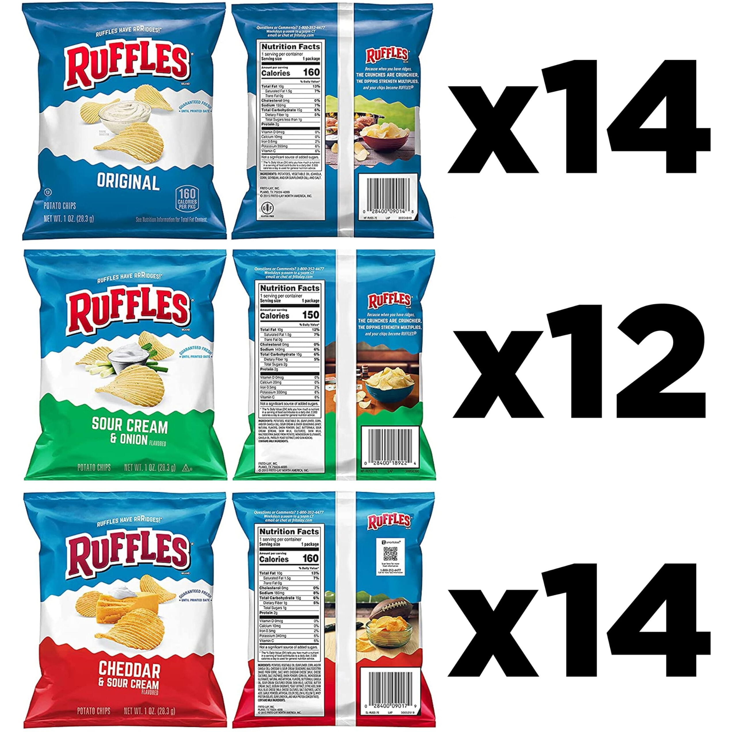 Ruffles Potato Chips Variety Pack, 40 Count