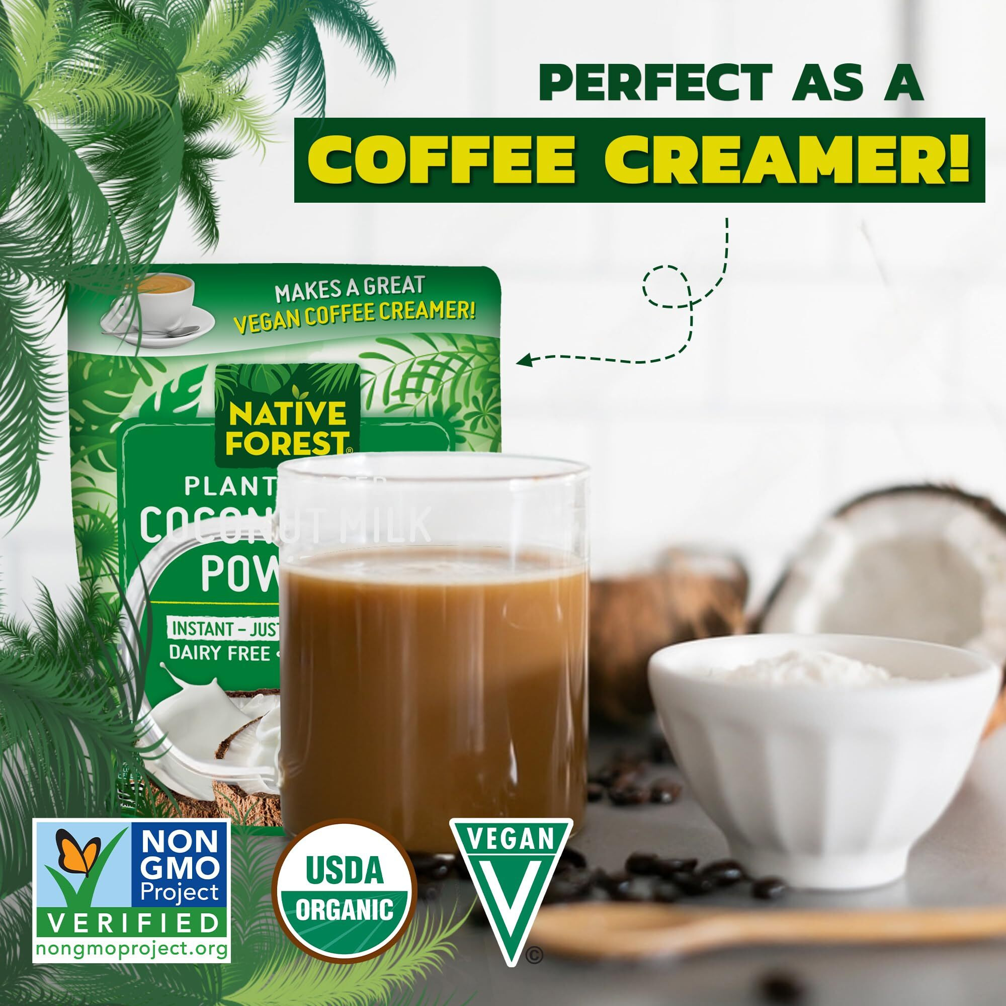Native Forest Coconut Milk Powder - Coconut Powder, Coconut Cream Powder, Coconut Creamer Powder, Coconut Milk Creamer, Dairy Free - 5.25 Oz (6 Pack)