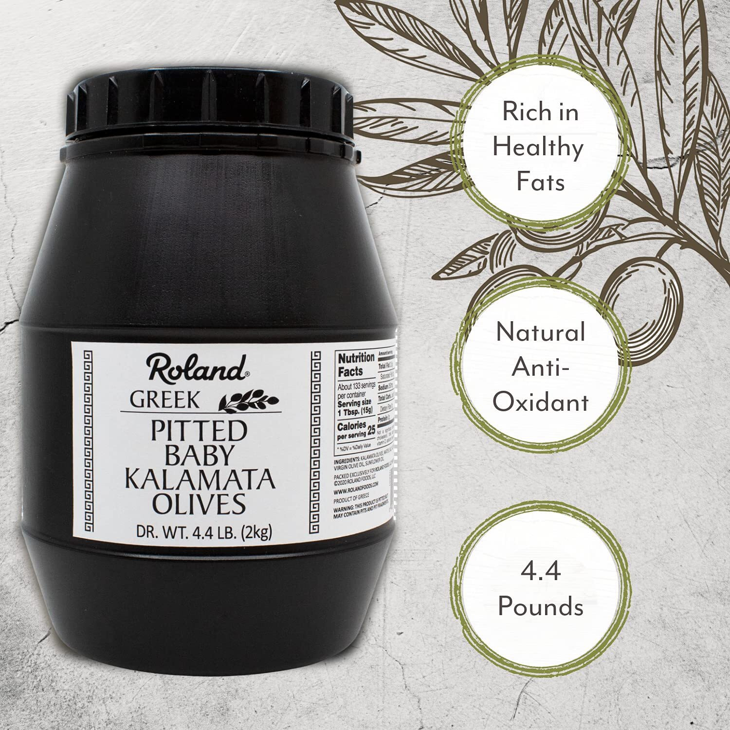 Roland Foods Pitted Baby Kalamata Olives From Greece, 4.4 Pound, Packaging May Vary