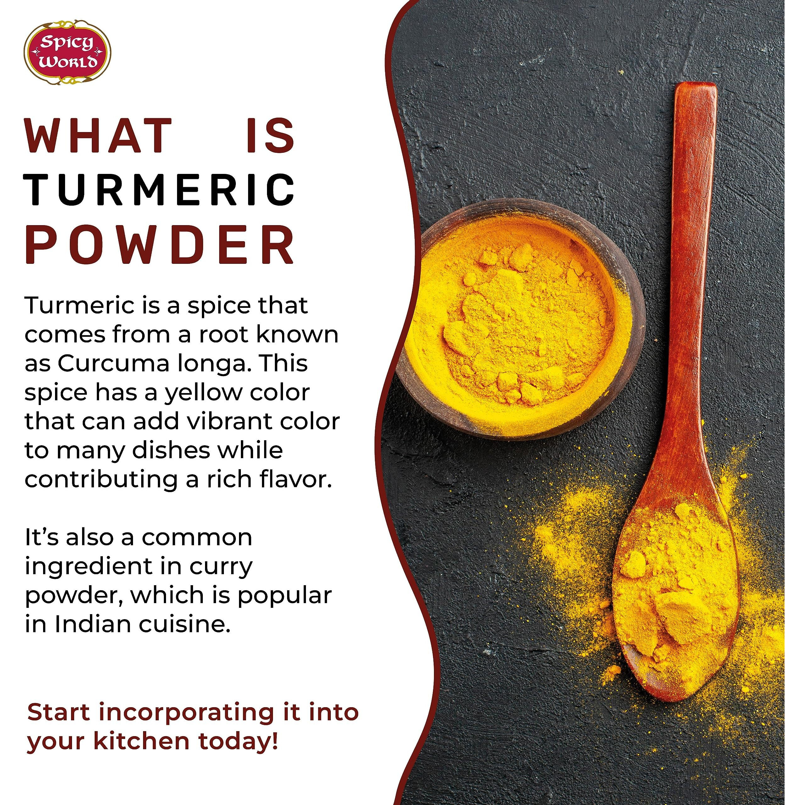 Spicy World Turmeric Powder 5 Pound Bulk Bag - Indian Turmeric Root Ground (Haldi) - Minimum Curcumin 2.5%