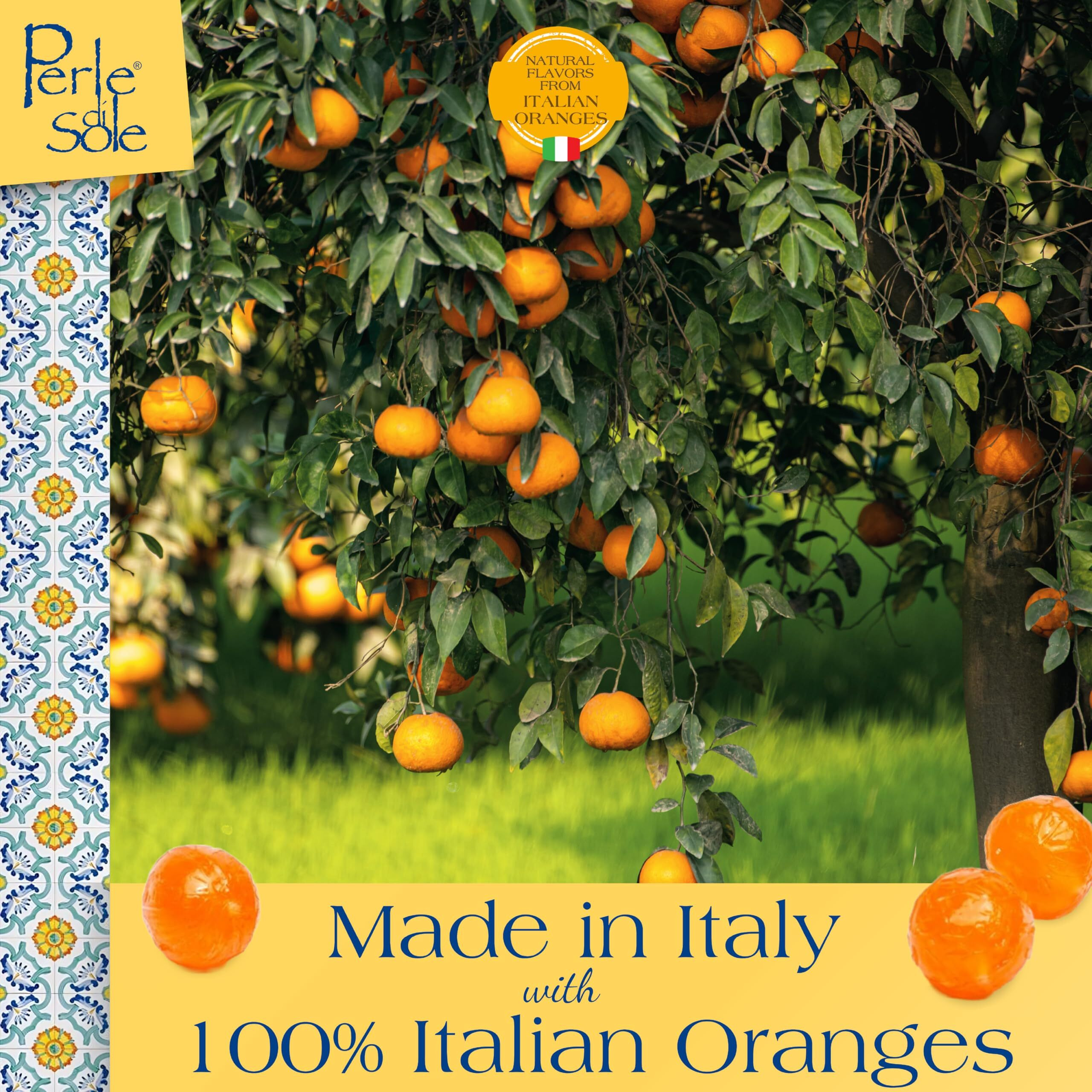 Perle Di Sole Italian Hard Candy - Assorted Orange & Lemond Drops With Fizzy Filling (17.6 Oz | 500 G) Italian Candy Individually Wrapped - Citrus Candy