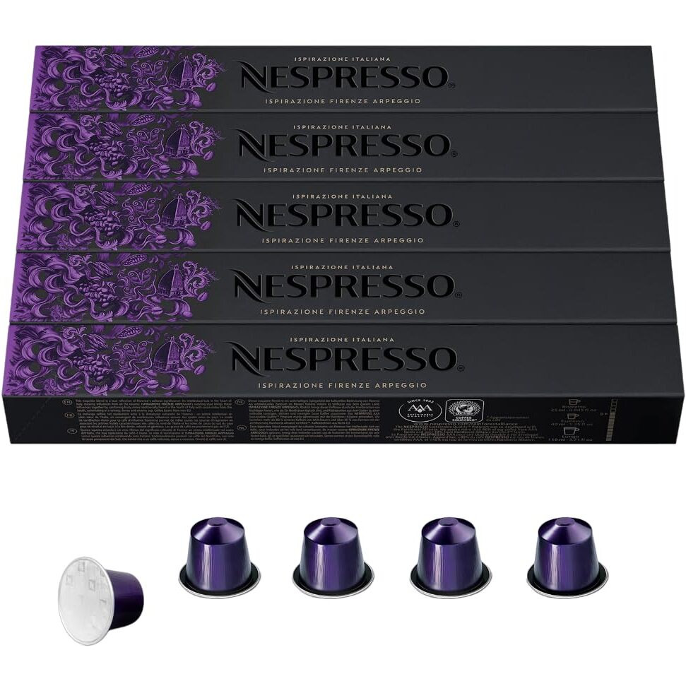 Nespresso Capsules Originalline, Arpeggio, Dark Roast Espresso, 50-Count Espresso Coffee Pods