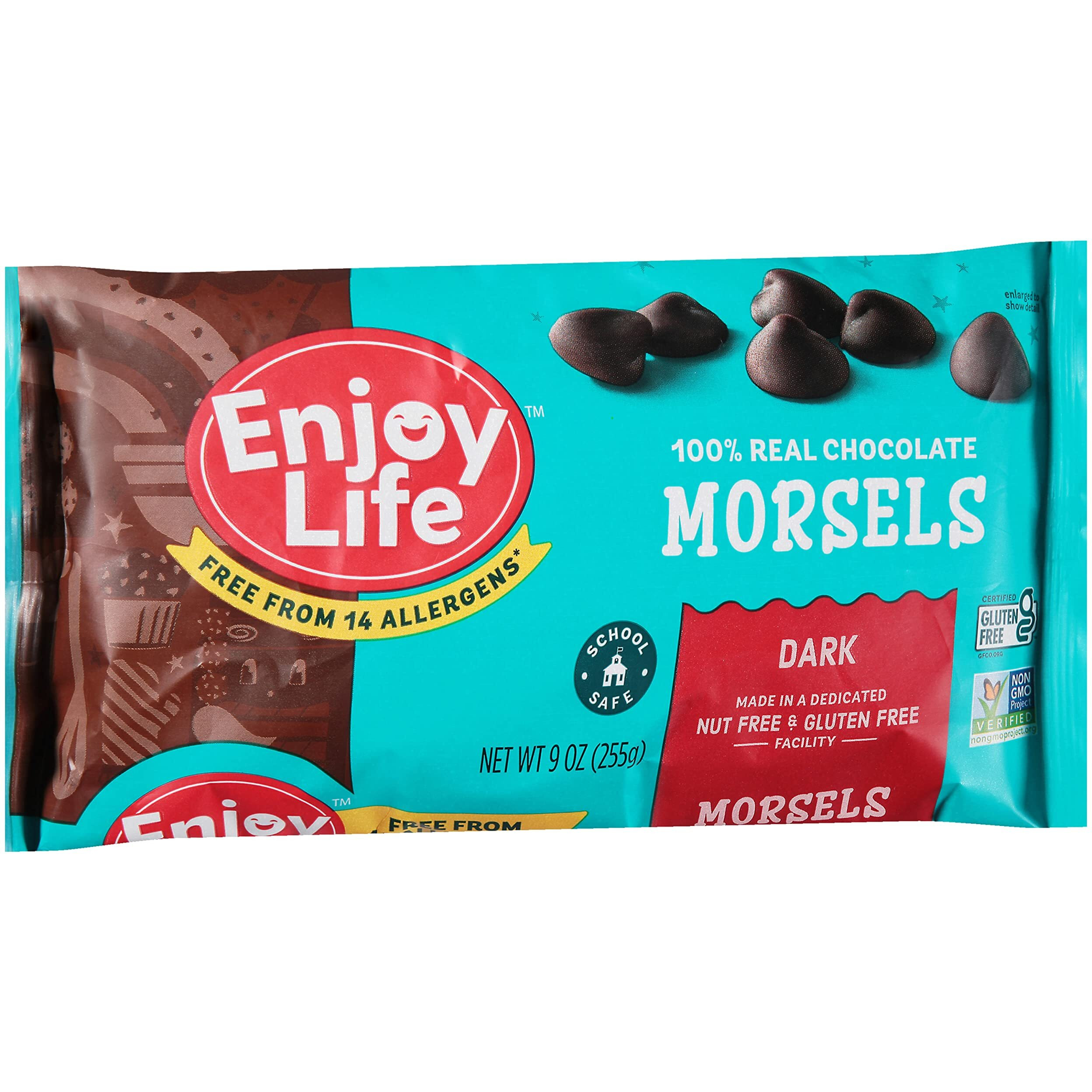 Enjoy Life Baking Dark Chocolate Morsels, Dairy Free , Soy Free, Nut Free, Non Gmo, Gluten Free, Vegan Chocolate Chips, 9 Oz Bag