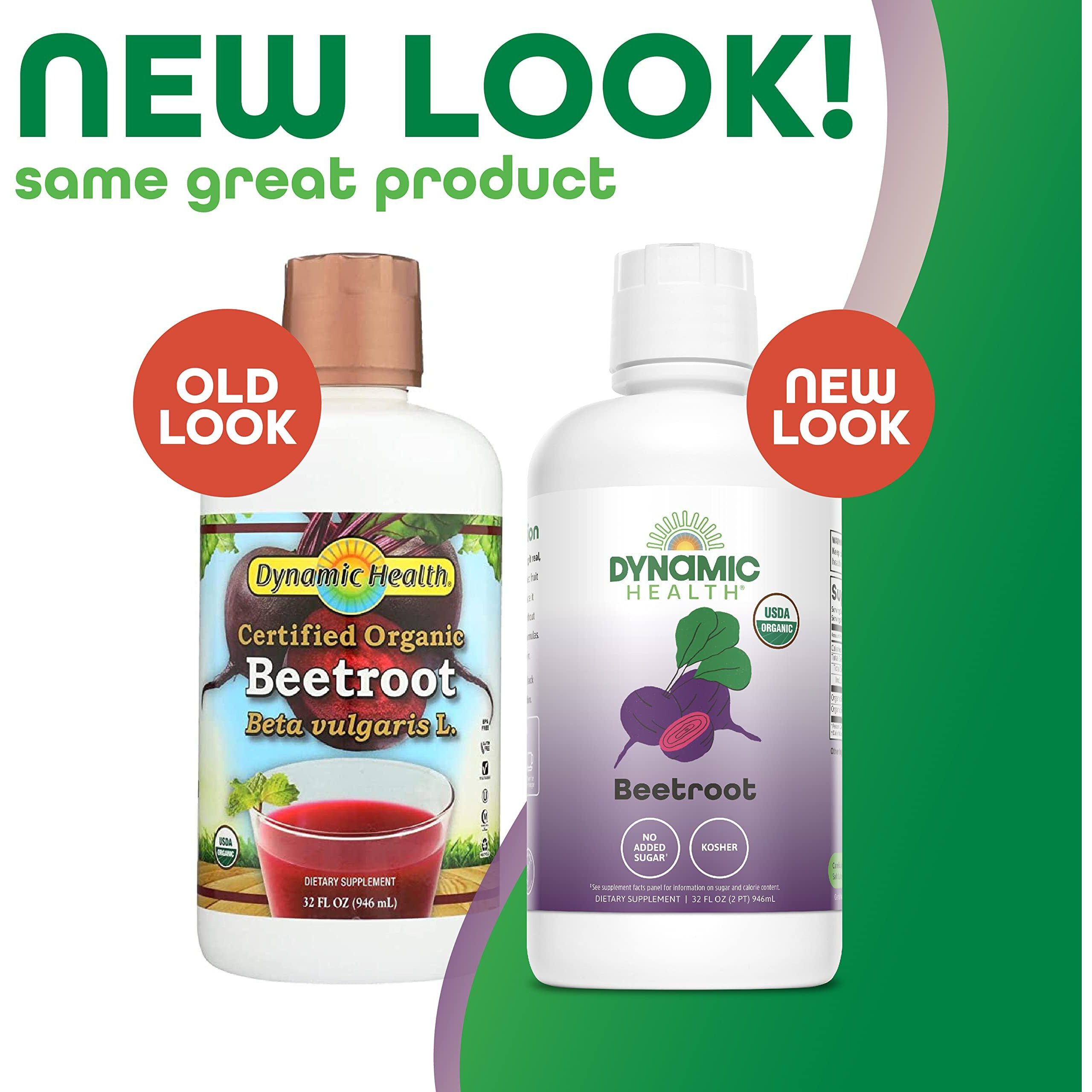 Dynamic Health Certified Organic Beetroot Juice Concentrate Dietary Supplement, No Added Sugar, Artificial Colors, Preservatives, Bpa-Free, Gluten-Free, 32 Oz
