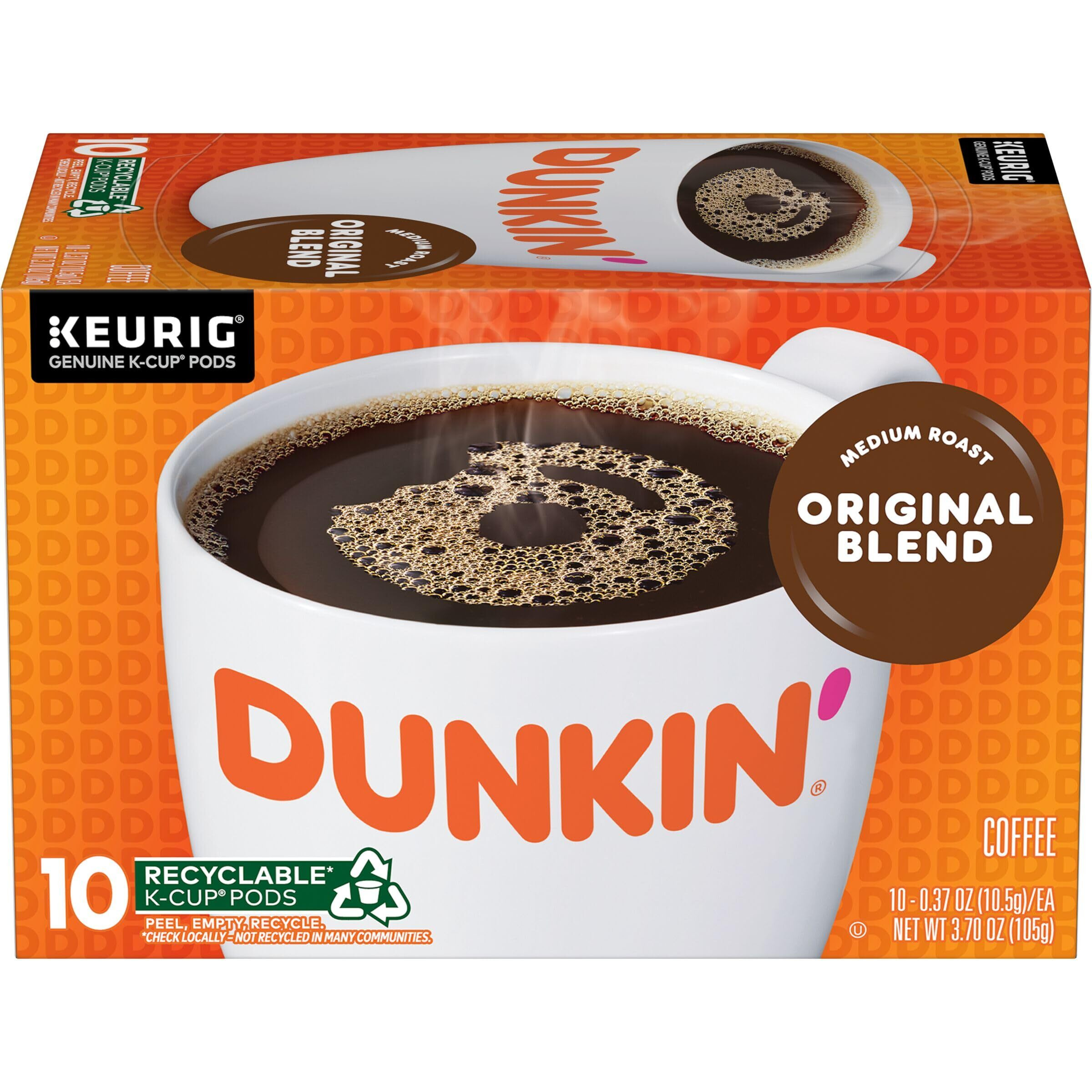 Dunkin' Original Blend Medium Roast Coffee, 10 Keurig K-Cup Pods