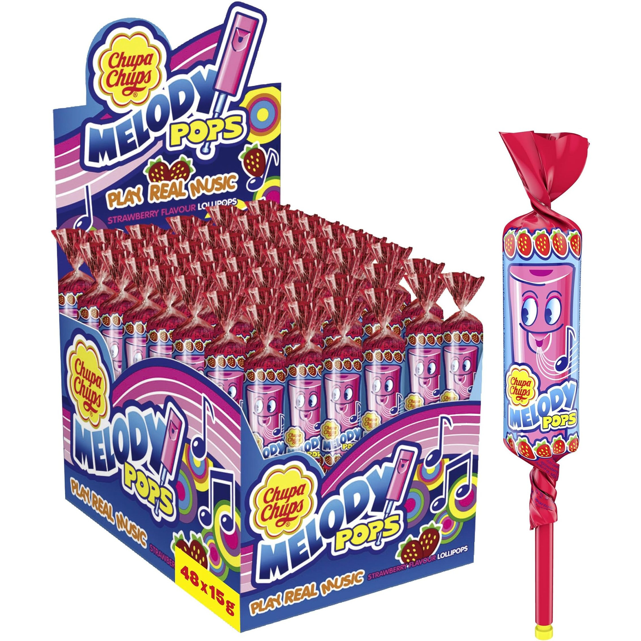 Chupa Chups' Melody Pops - Strawberry 48 Pack/720G