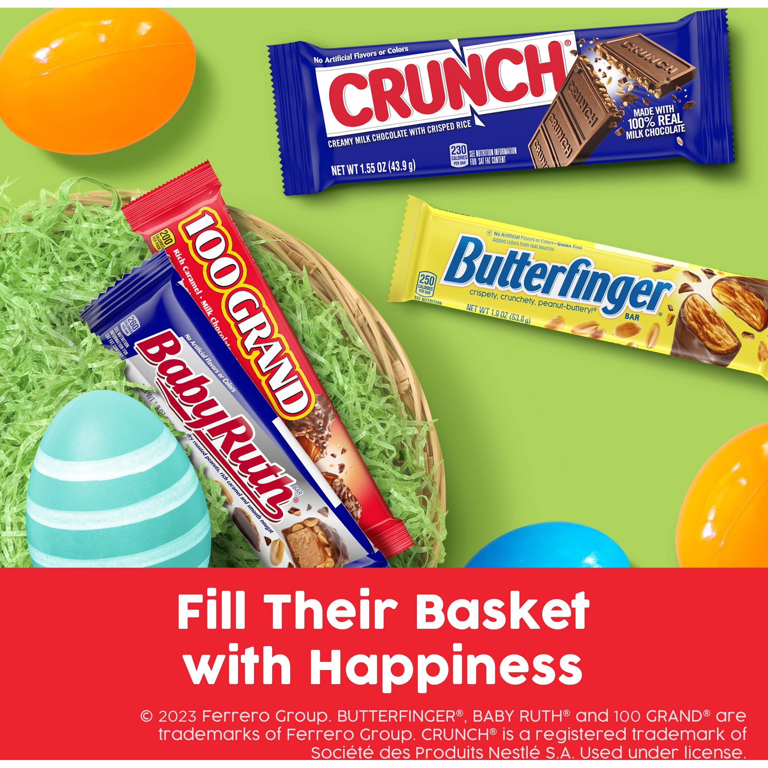 Butterfinger, Crunch, Baby Ruth And 100 Grand, Bulk 20 Pack, Assorted Full Size Chocolate Candy Bars, 35 Oz