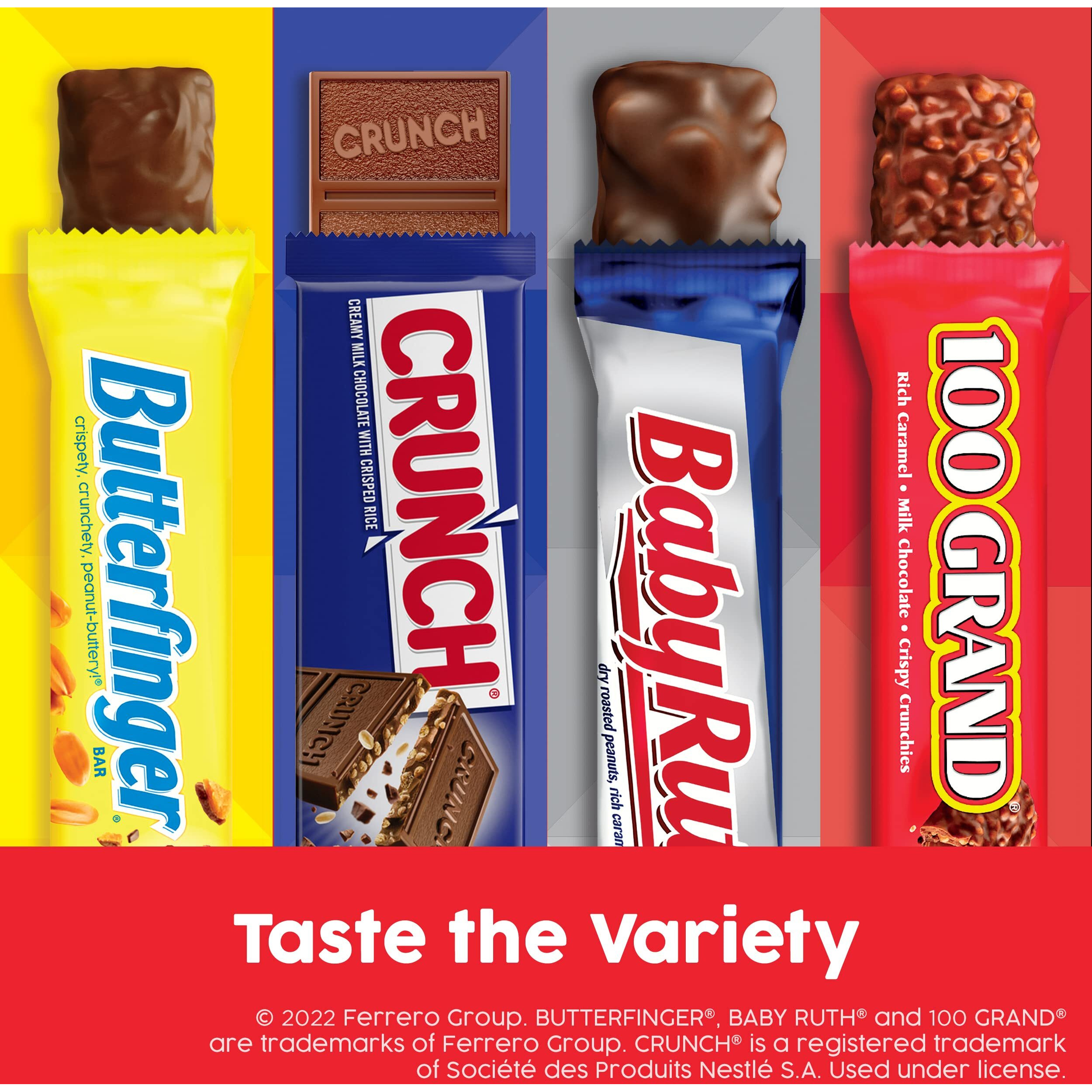 Butterfinger, Crunch, Baby Ruth And 100 Grand, Bulk 20 Pack, Assorted Full Size Chocolate Candy Bars, 35 Oz