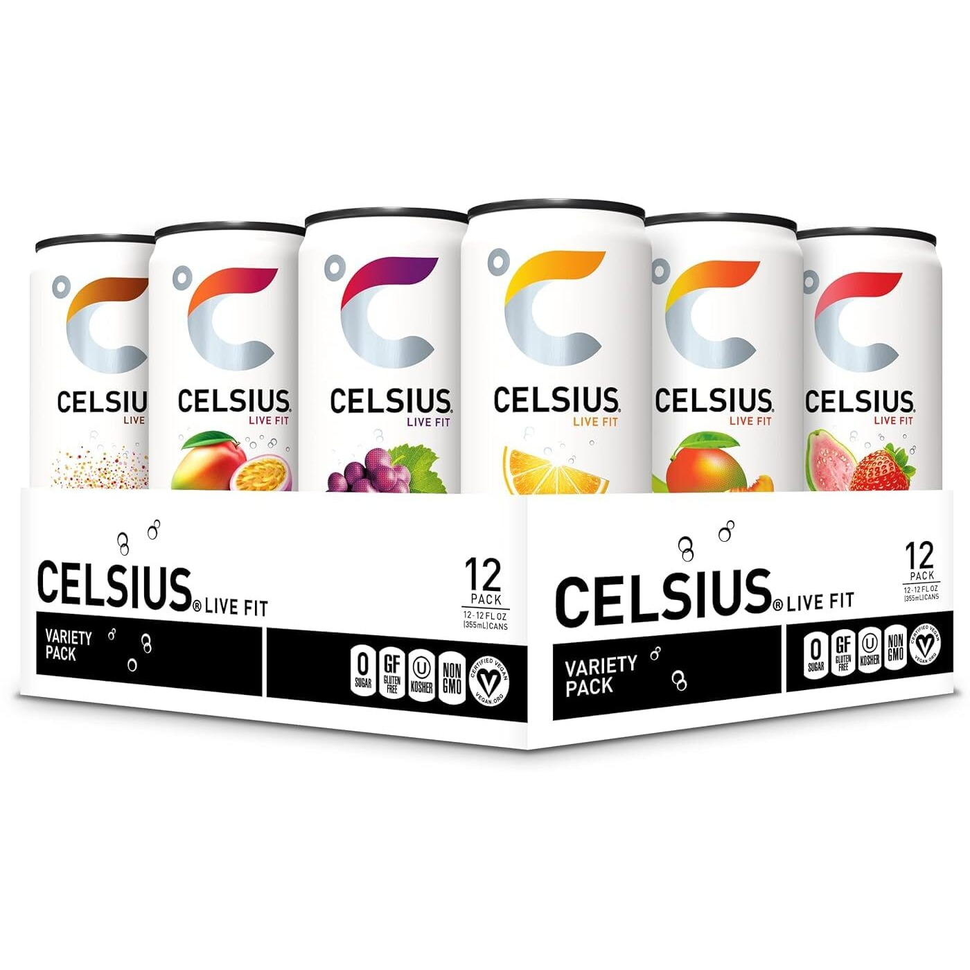 Celsius Assorted Flavors Official Variety Pack, Functional Essential Energy Drinks, 12 Fl Oz (Pack Of 12)