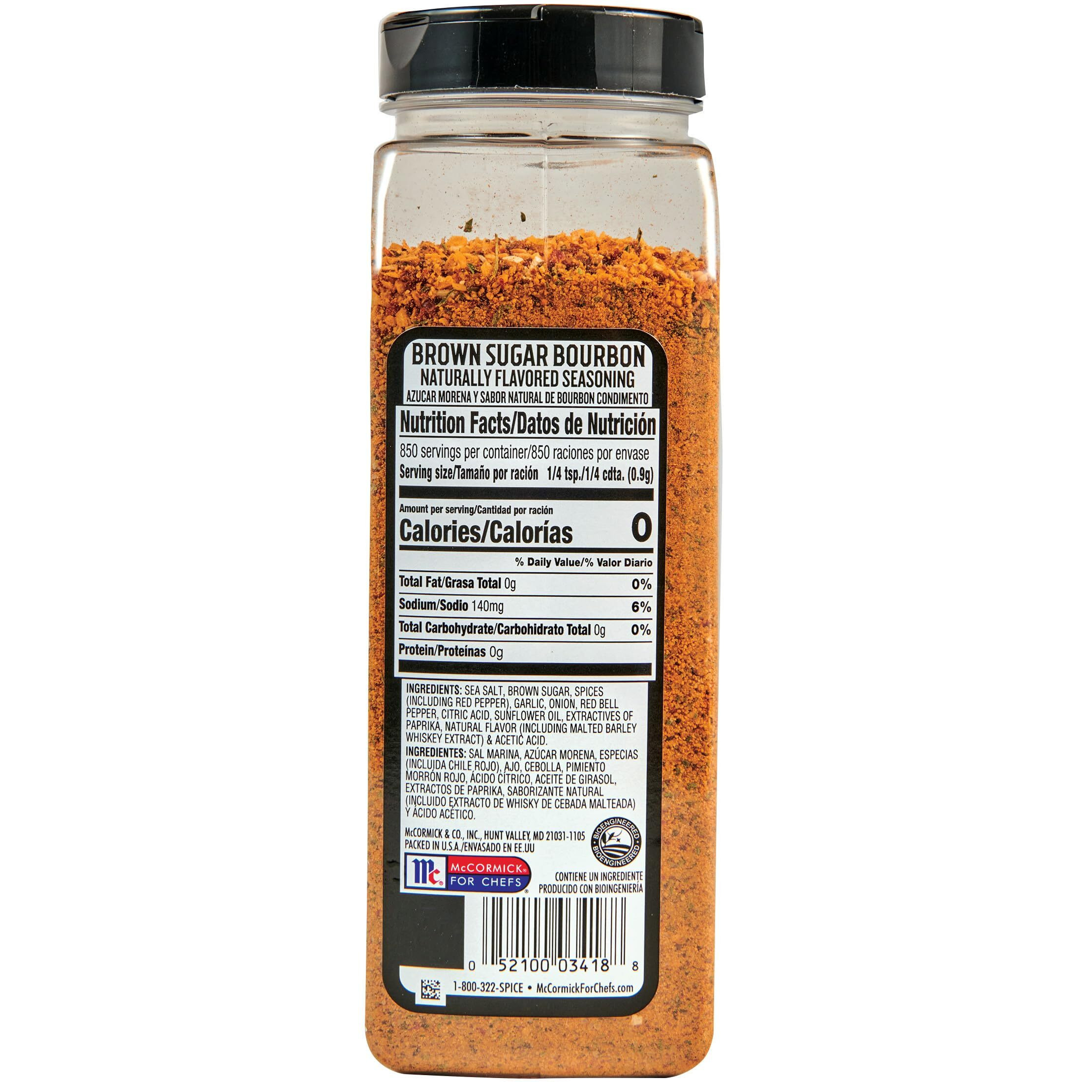 Mccormick Grill Mates Brown Sugar Bourbon Seasoning, 27 Oz - One 27 Ounce Container Of Brown Sugar Bourbon Seasoning Made Of Molasses, Red Bell Peppers, And More For Steak, Poultry, And Vegetables
