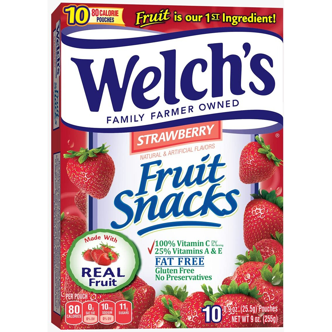 Welch's Fruit Snacks, Strawberry, 0.9 Oz, 10 Ct