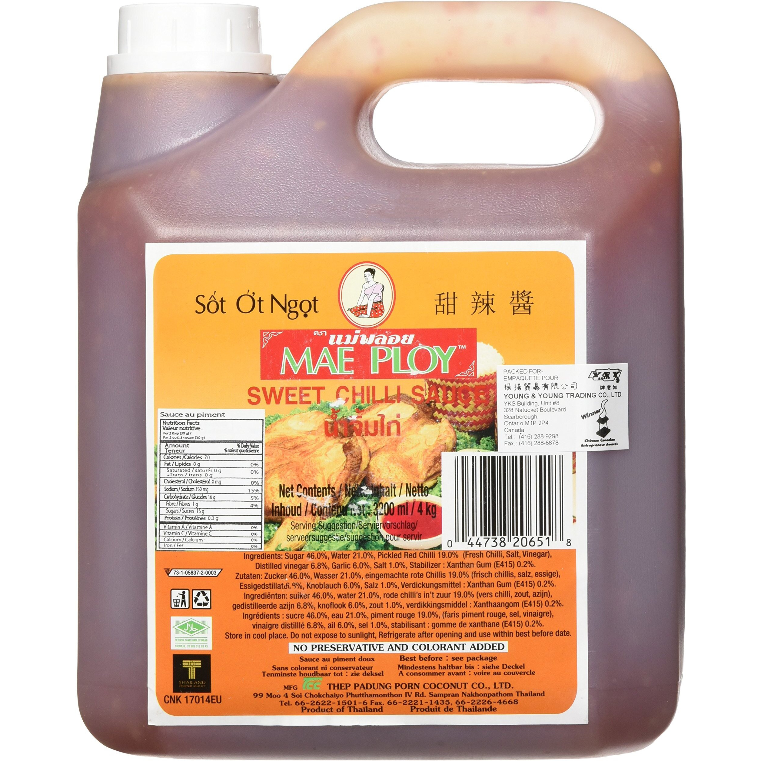 Mae Ploy Thai Sweet Chilli Sauce (8.8 Pounds Total 108Oz) Huge Jug Versatile Dipping Sauce