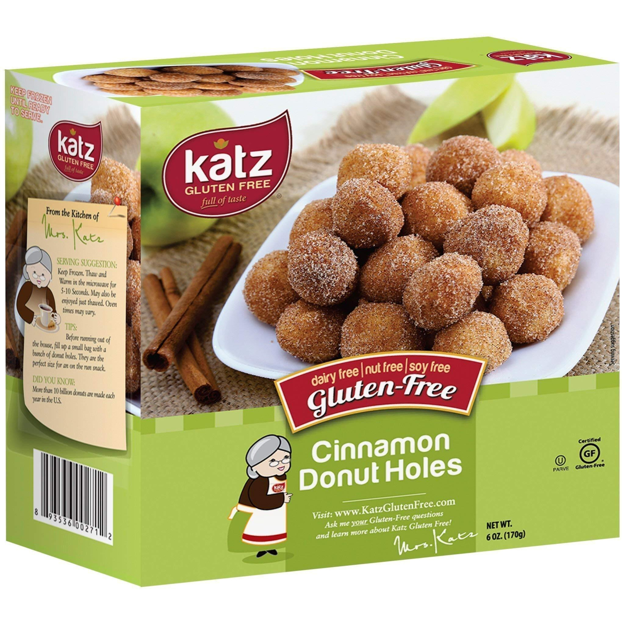 Katz Gluten Free Snacks Donut Holes Variety Pack, Powdered, Glazed, Glazed Chocolate, Cinnamon. Dairy Free, Nut Free, Soy Free, Gluten Free, Kosher (1 Pack Of Each)