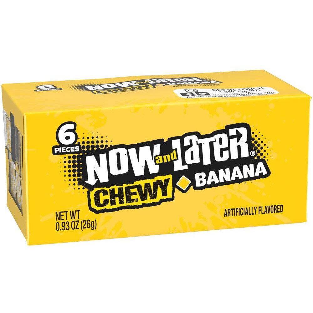 Now And Later Chewy Candy, Banana Flavor, 0.93 Ounce Bars (Pack Of 24)