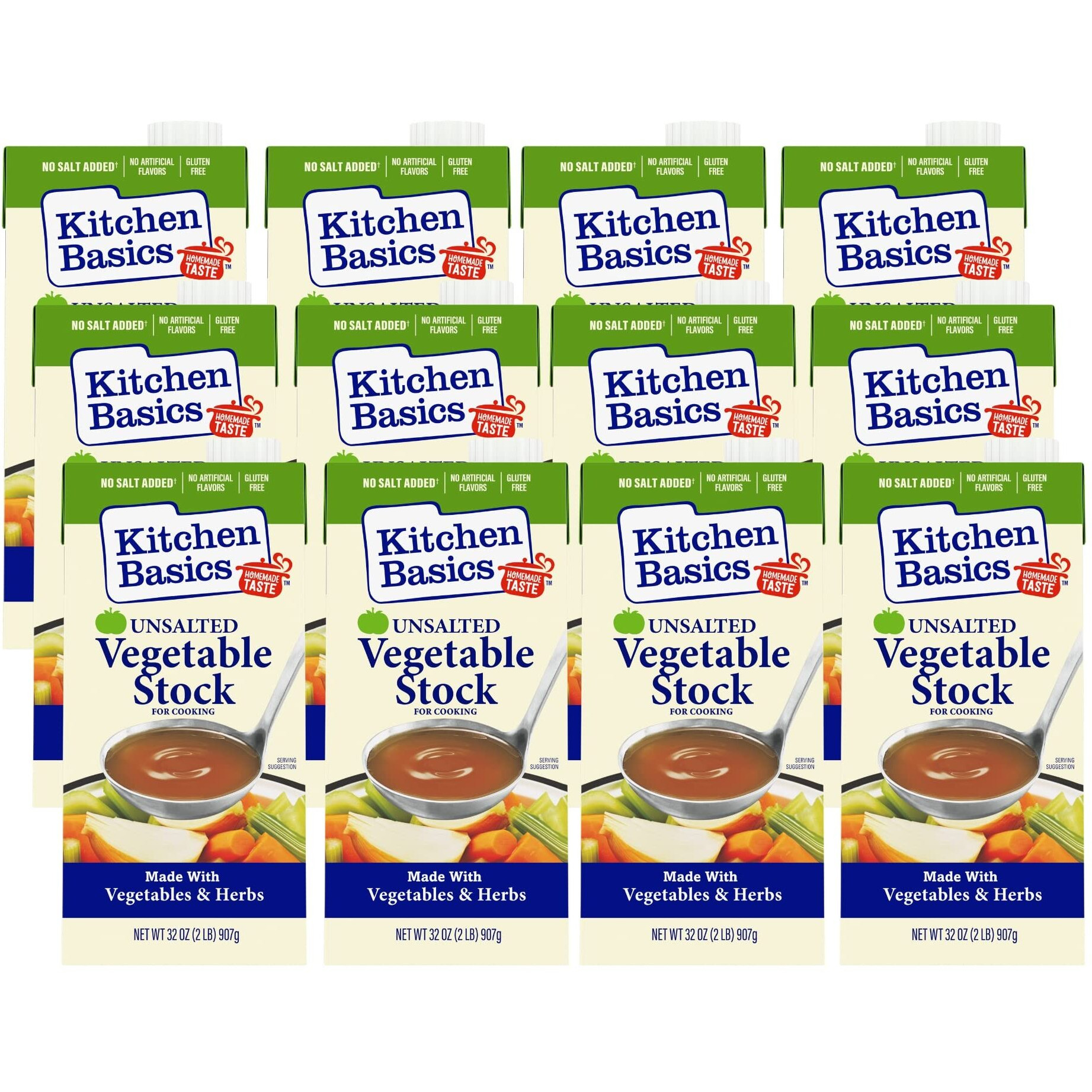 Kitchen Basics Unsalted Vegetable Stock, 32 Ounce (Pack Of 12) - Packaging May Vary