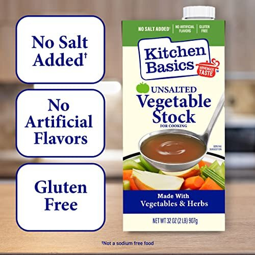 Kitchen Basics Unsalted Vegetable Stock, 32 Ounce (Pack Of 12) - Packaging May Vary
