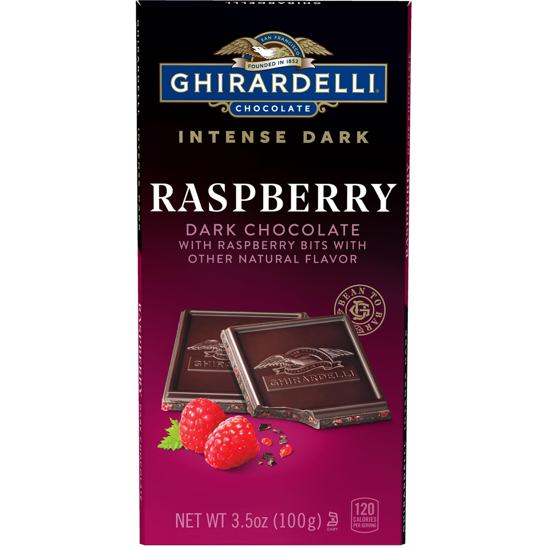 Ghirardelli Intense Dark Chocolate Bar, Raspberry, 3.5 Oz Bar