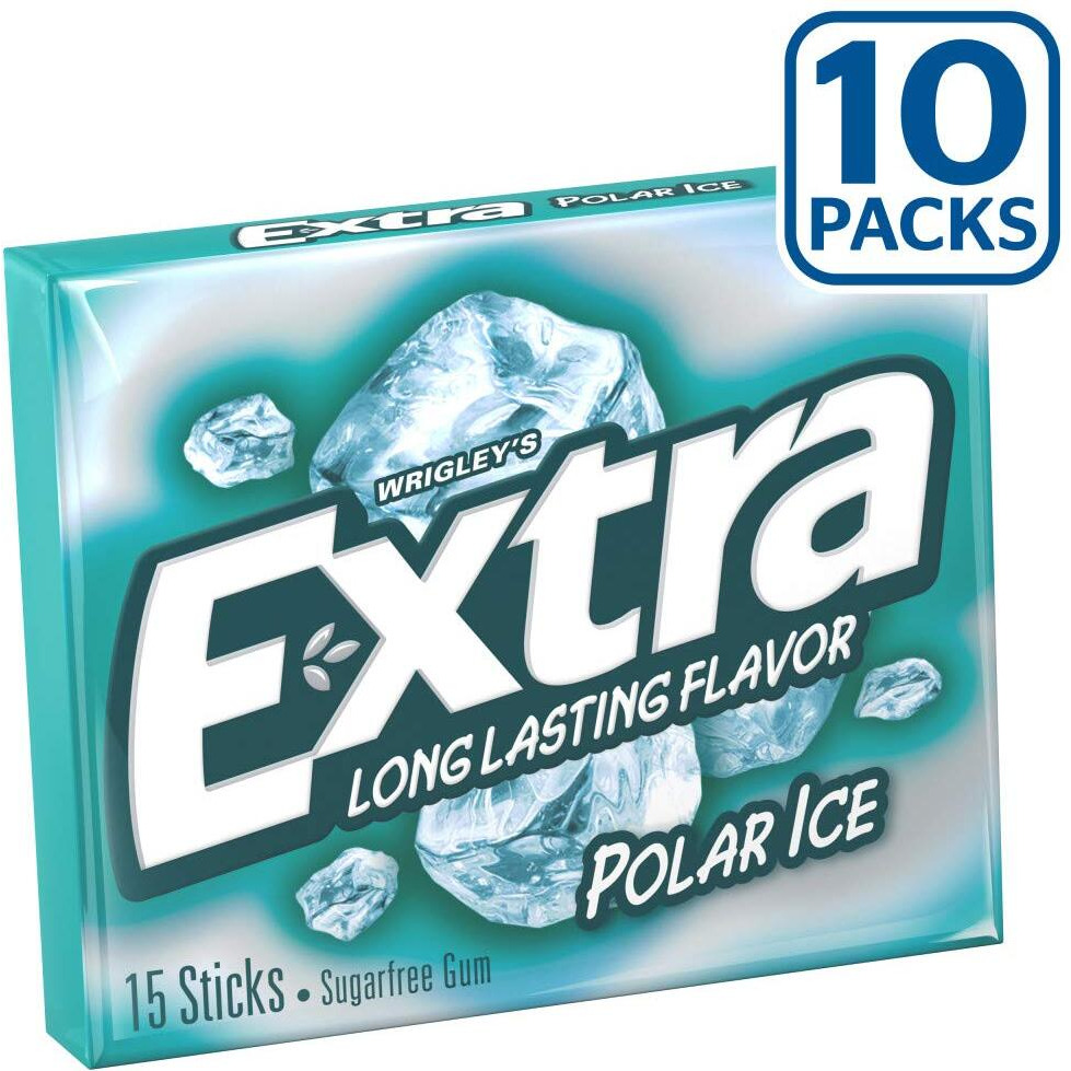 Extra Polar Ice Sugarfree Gum, 15 Sticks (Pack Of 10)