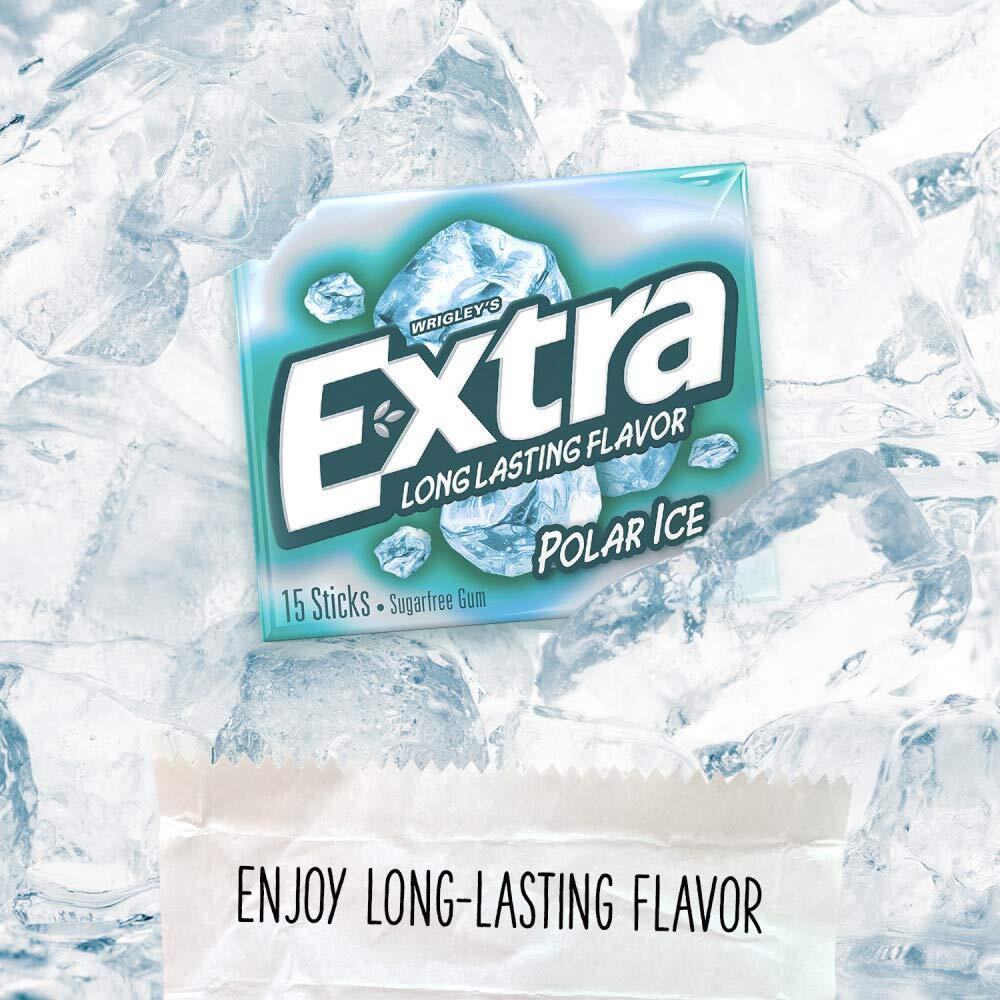 Extra Polar Ice Sugarfree Gum, 15 Sticks (Pack Of 10)