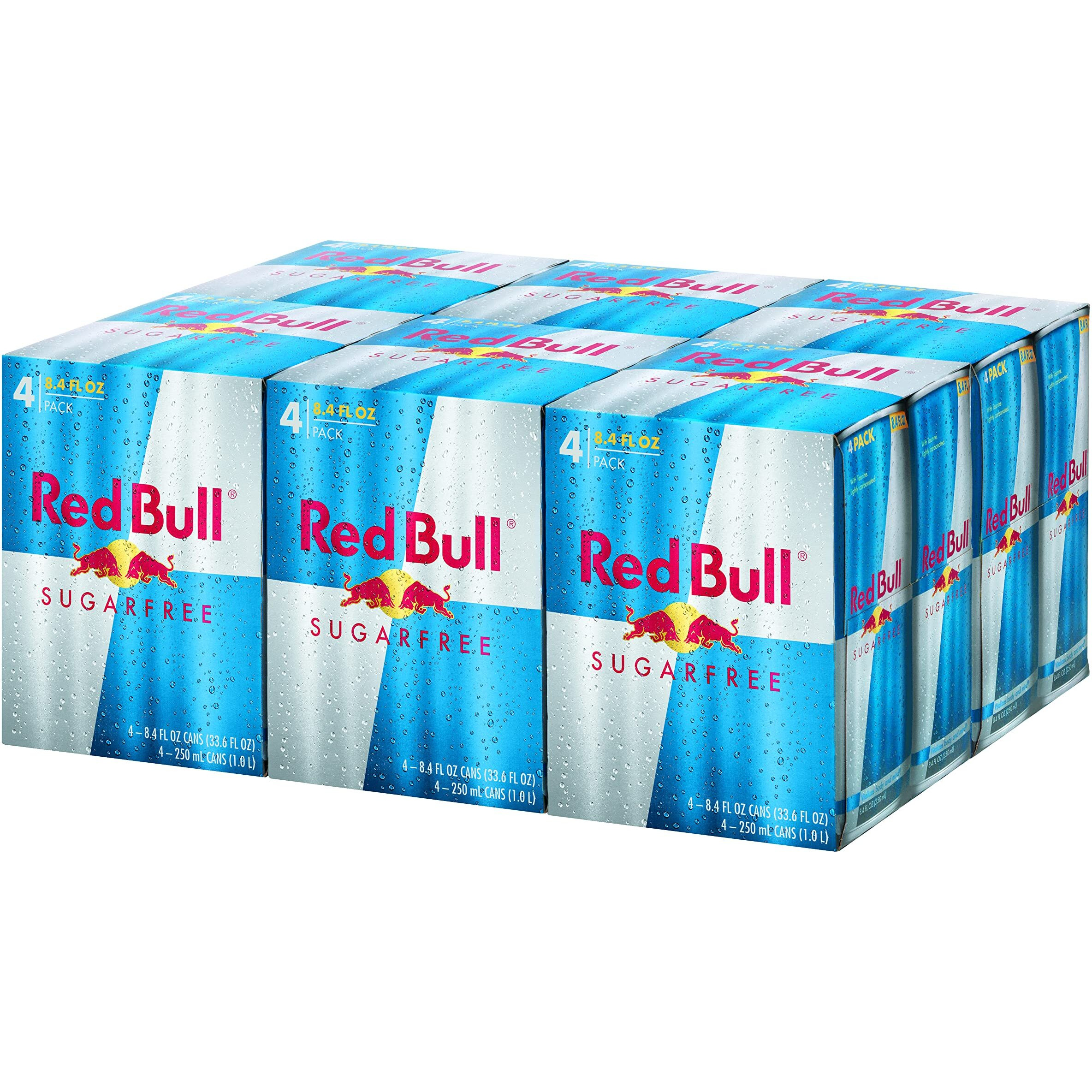 Red Bull Sugar Free Energy Drink With 80Mg Caffeine Plus Taurine & B Vitamins, 8.4 Fl Oz, 6 Packs Of 4 Cans (Pack Of 24)