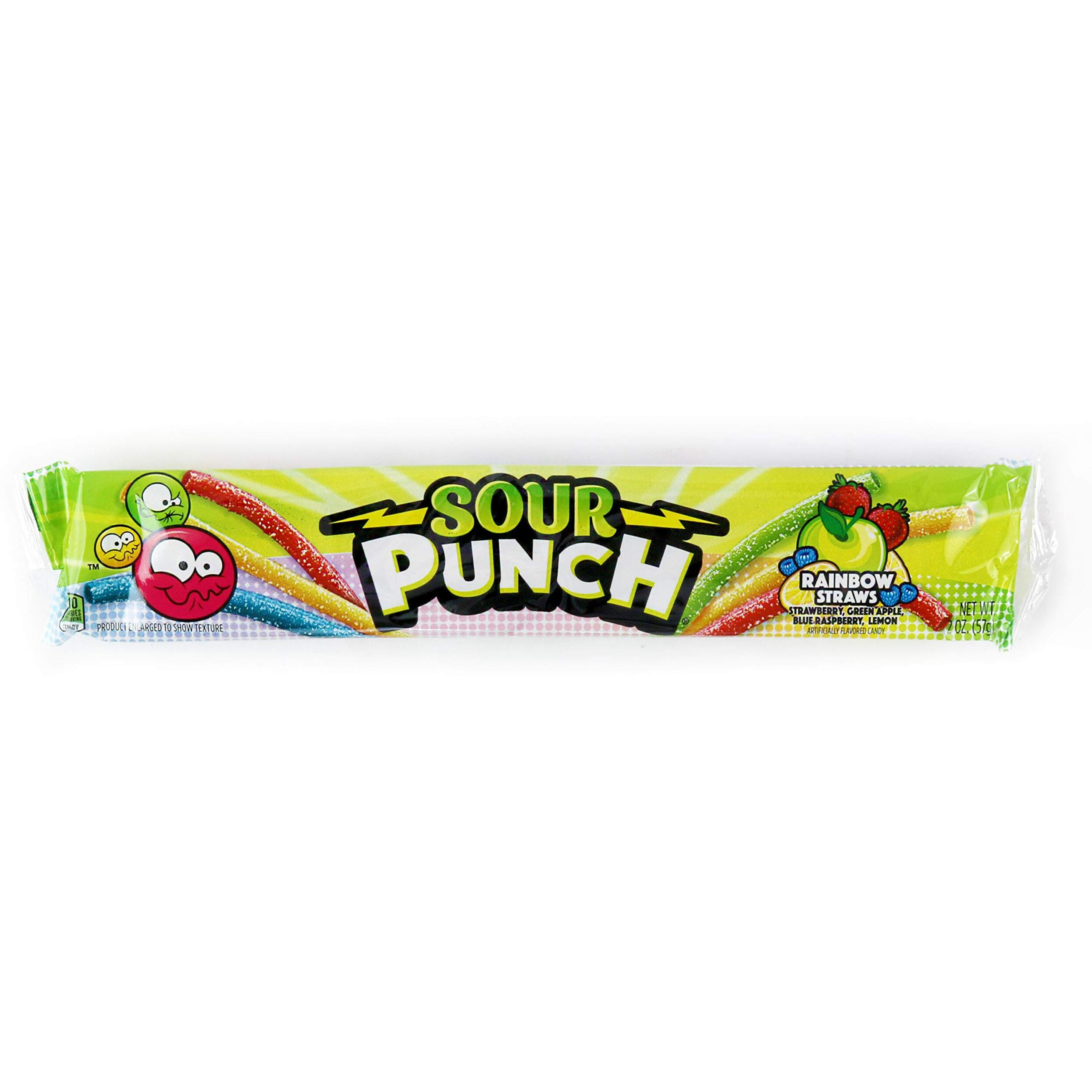 Sour Punch Rainbow Sour Straws, 2 Ounce (Pack Of 24)