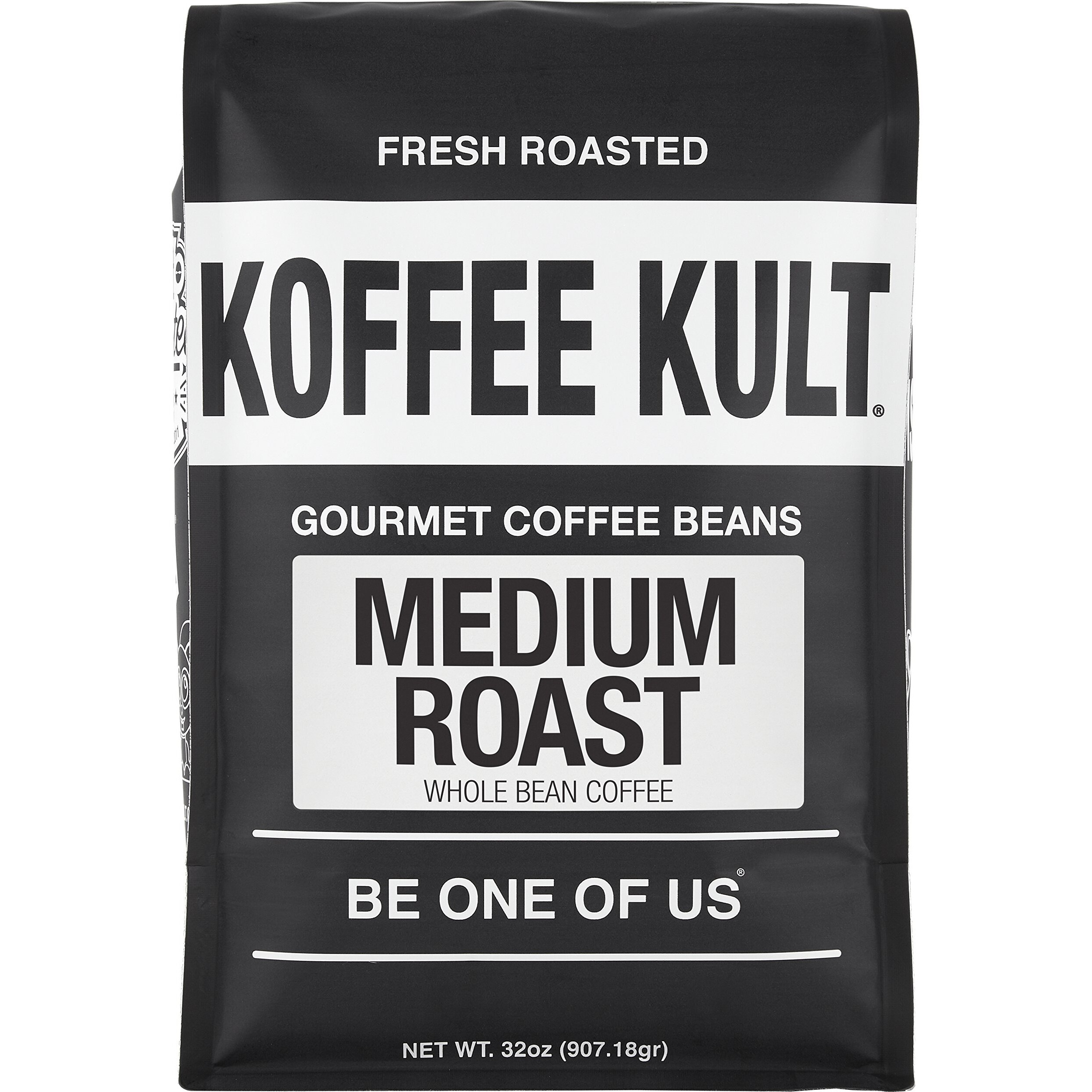 Koffee Kult Medium Roast Whole Bean Coffee- 32Oz, Premium Arabica Beans, Balanced Cup Profile, Drum Roasting, Espresso Machine Compatible