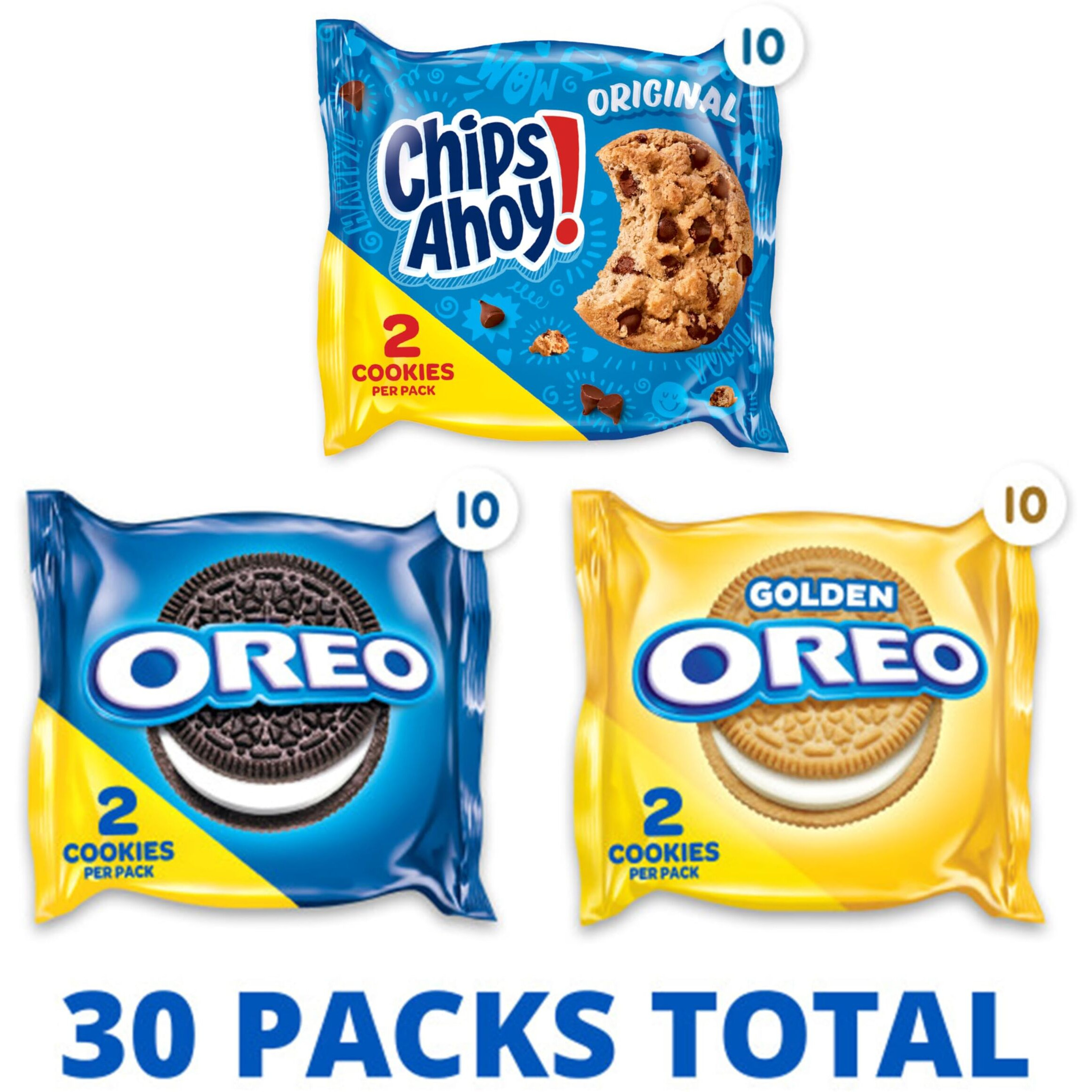 Nabisco Sweet Treats Cookie Variety Pack Oreo, Oreo Golden & Chips Ahoy, 30 Snack Packs (2 Cookies Per Pack)