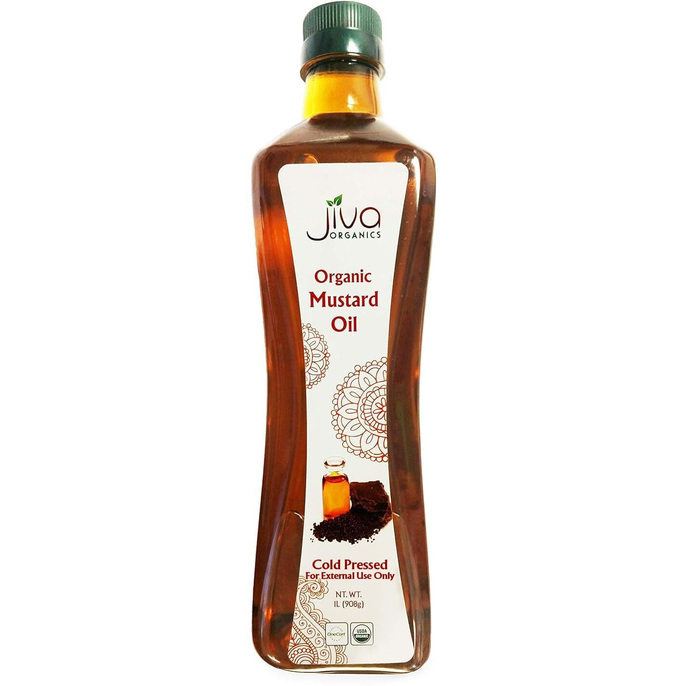 Jiva Organics Organic Mustard Oil 1 Liter Bottle (33.8 Ounce) - Non-Gmo, Premium, Cold Pressed