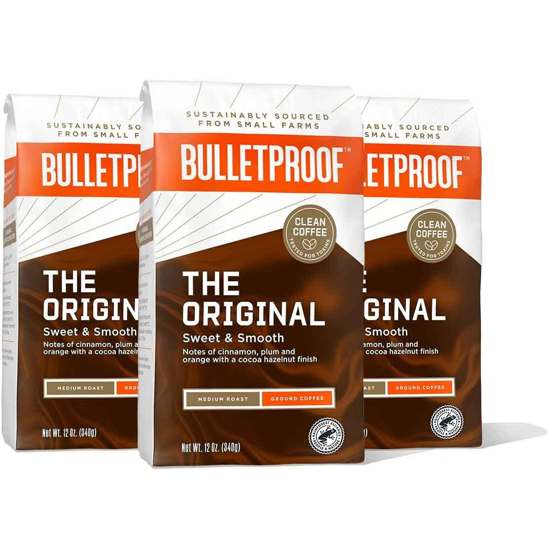 Bulletproof Original Medium Roast Ground Coffee, 12 Ounces (Pack Of 3), 100% Arabica Coffee Sourced From Central And South America
